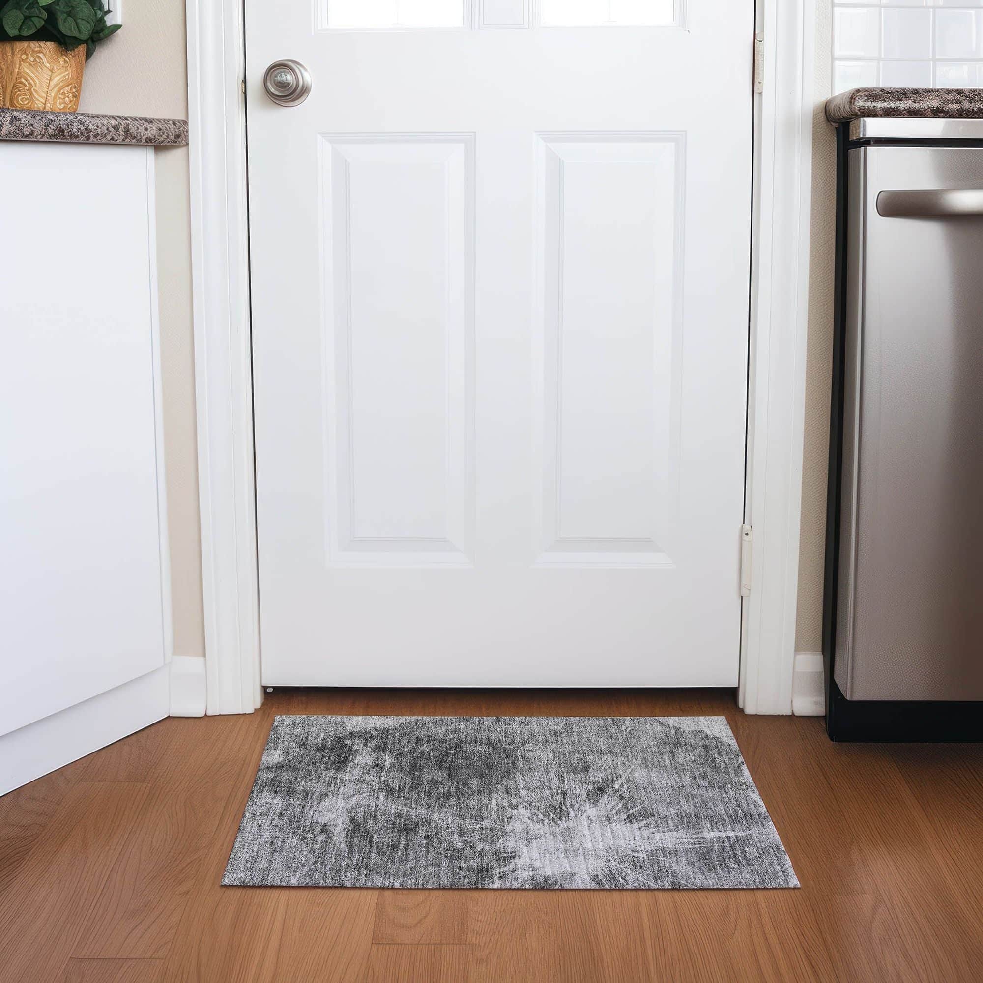 Machine Washable Gray Rug - Indoor / Outdoor - Kids / Pet Friendly Organic Print Rug