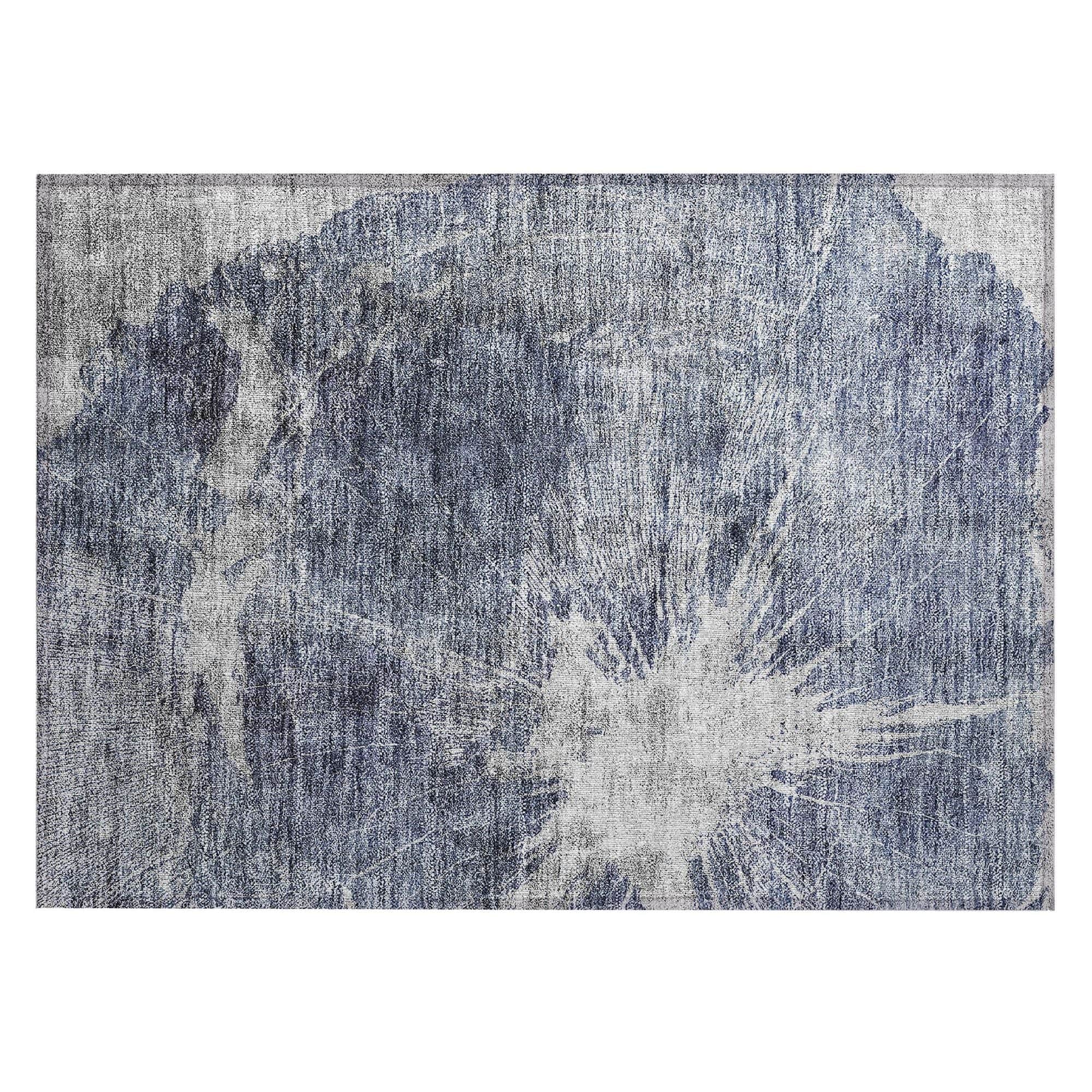 Machine Washable Navy Blue Rug - Indoor / Outdoor - Kids / Pet Friendly Organic Print Rug