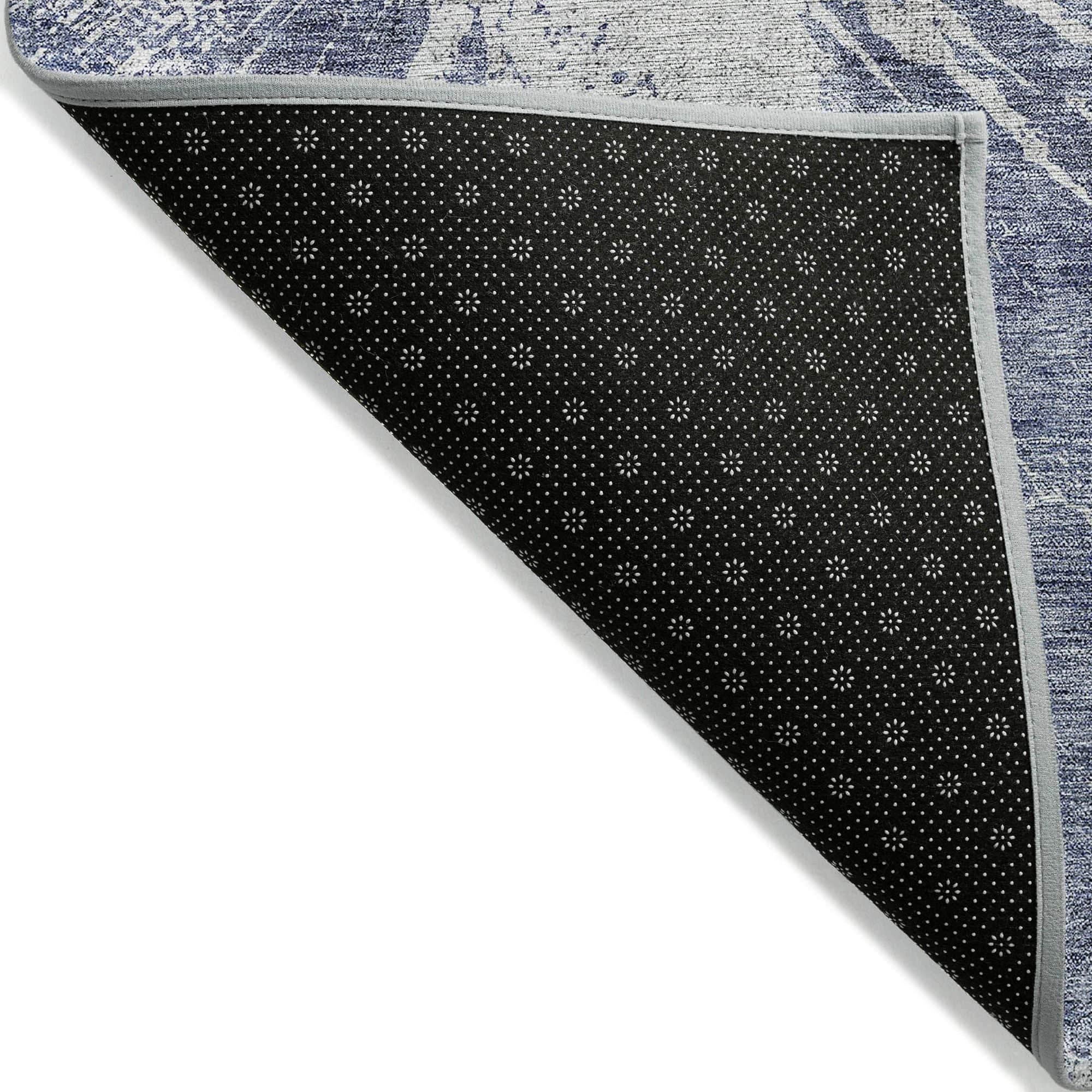 Machine Washable Navy Blue Rug - Indoor / Outdoor - Kids / Pet Friendly Organic Print Rug