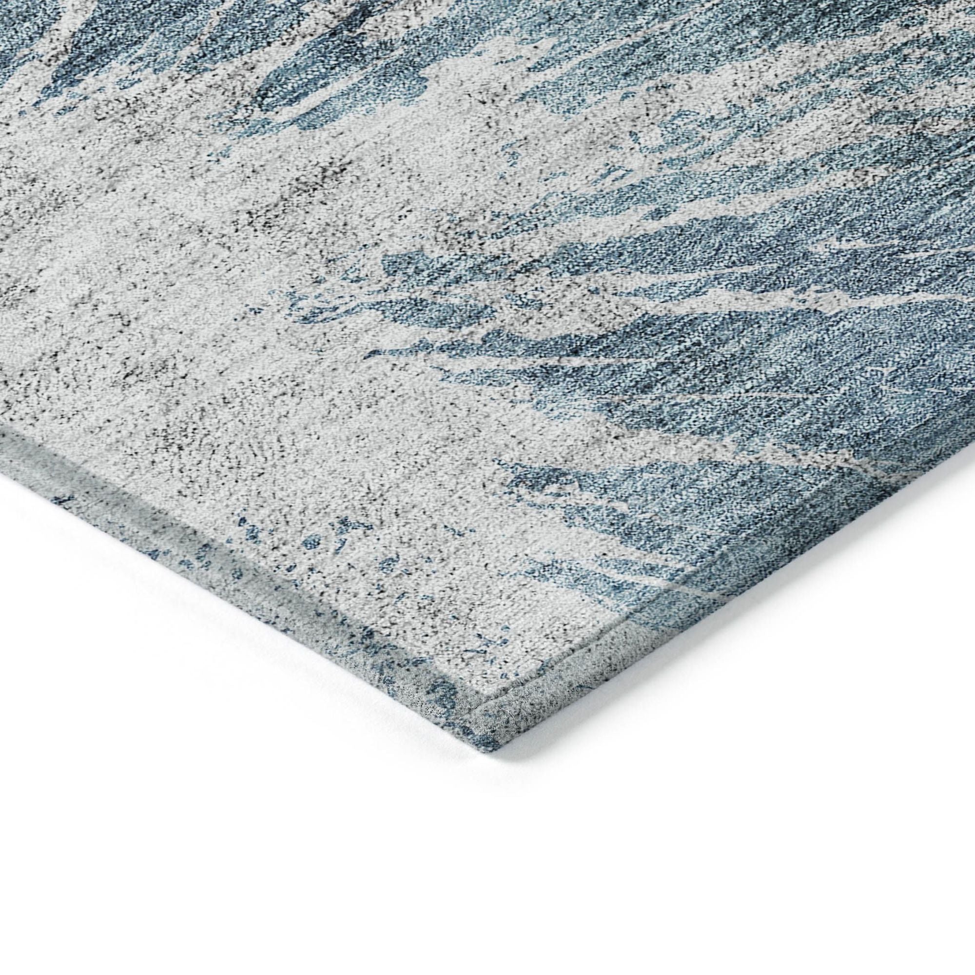 Machine Washable Teal Rug - Indoor / Outdoor - Kids / Pet Friendly Organic Print Rug