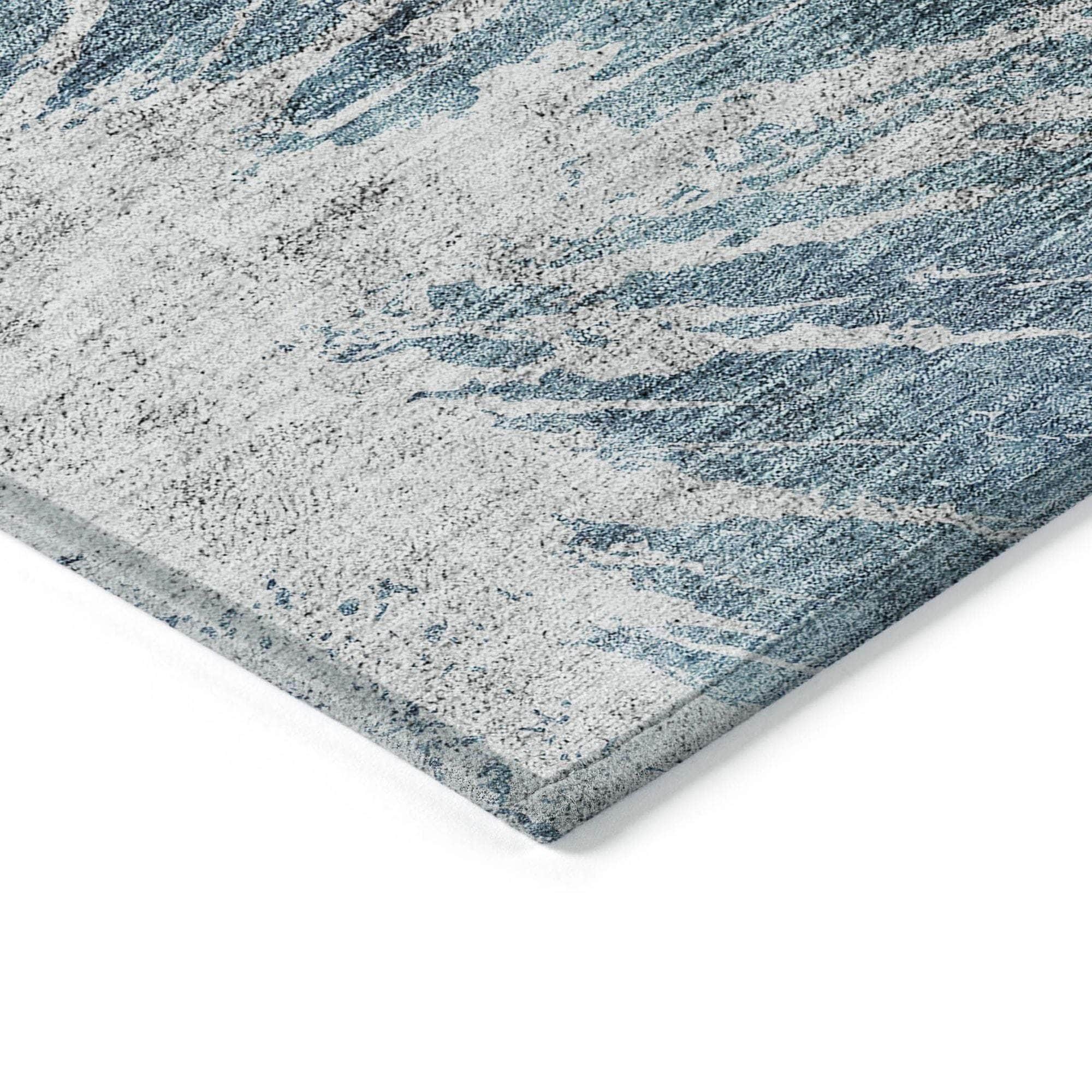 Machine Washable Teal Rug - Indoor / Outdoor - Kids / Pet Friendly Organic Print Rug