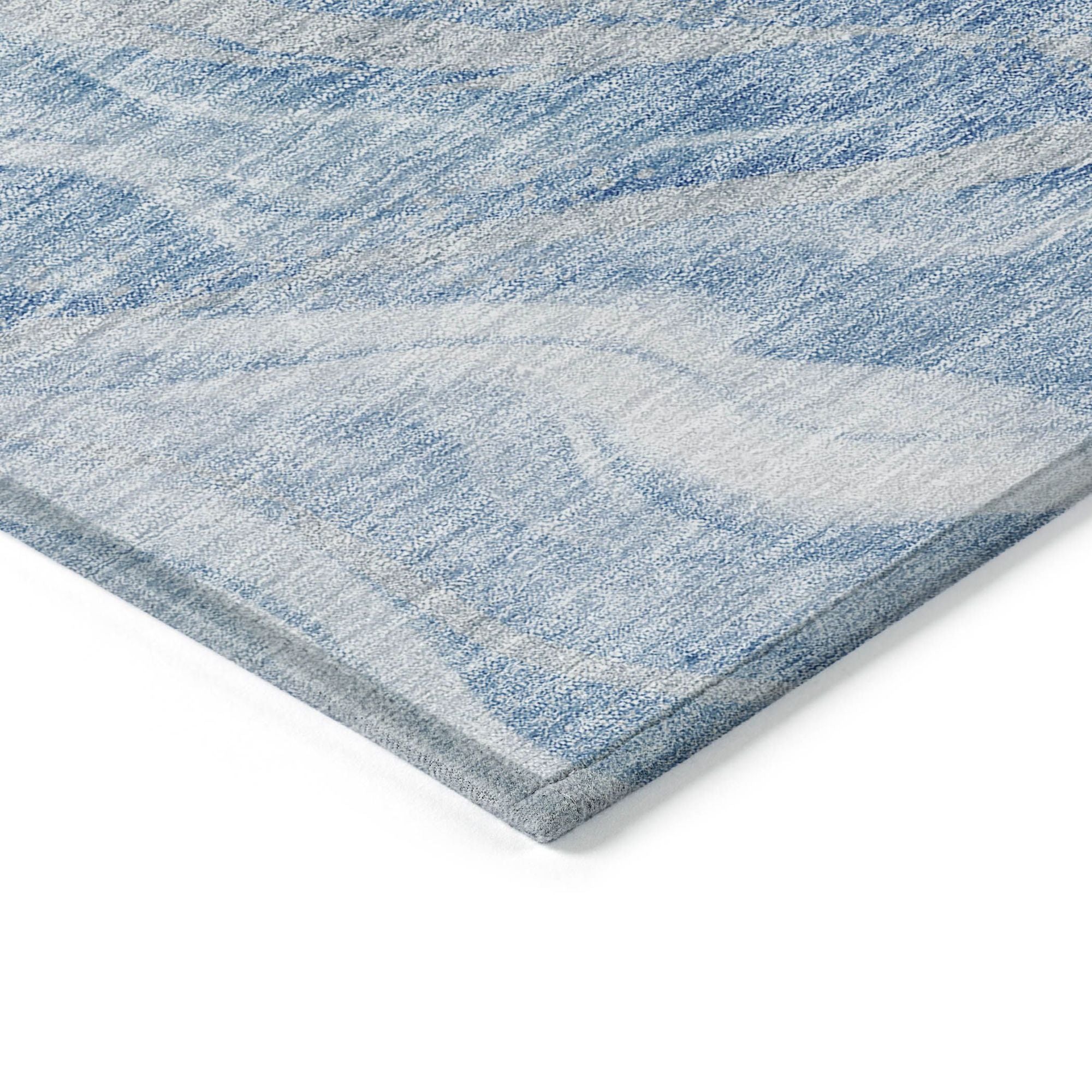 Machine Washable Blue Rug - Indoor / Outdoor - Kids / Pet Friendly Waves Print Rug