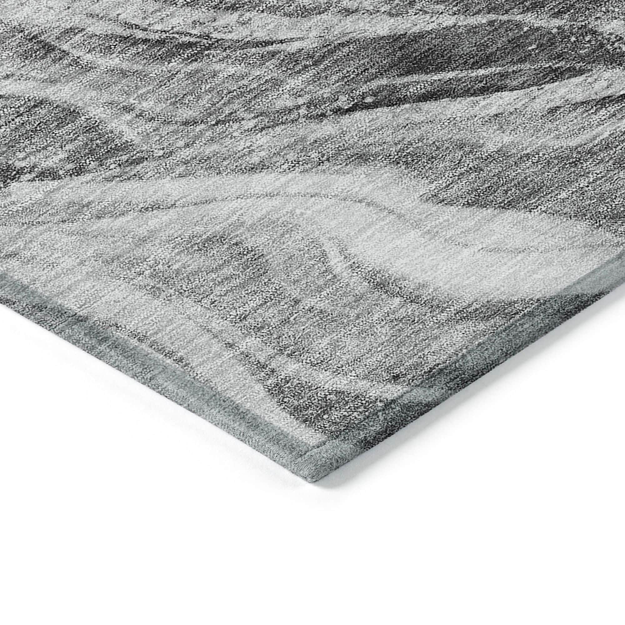 Machine Washable Gray Rug - Indoor / Outdoor - Kids / Pet Friendly Waves Print Rug