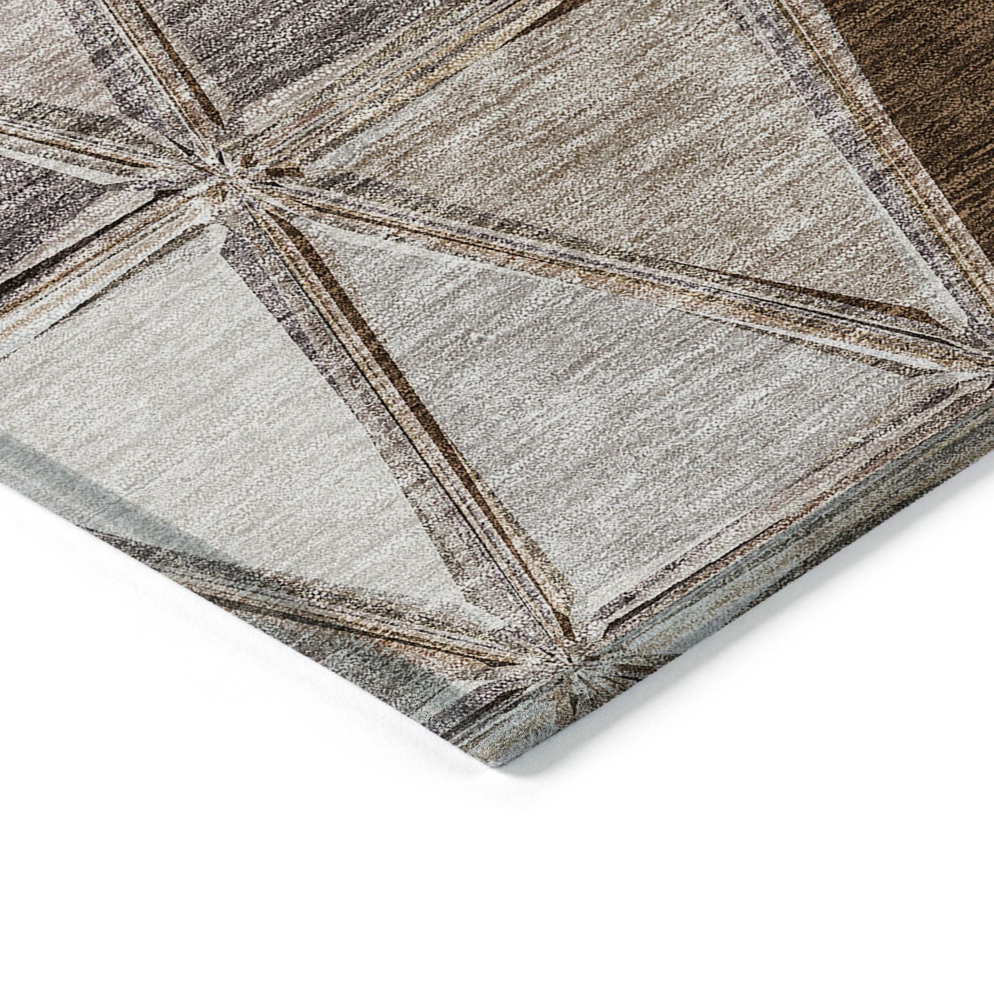 Machine Washable Brown Rug - Indoor / Outdoor - Kids / Pet Friendly Geometric Print Rug