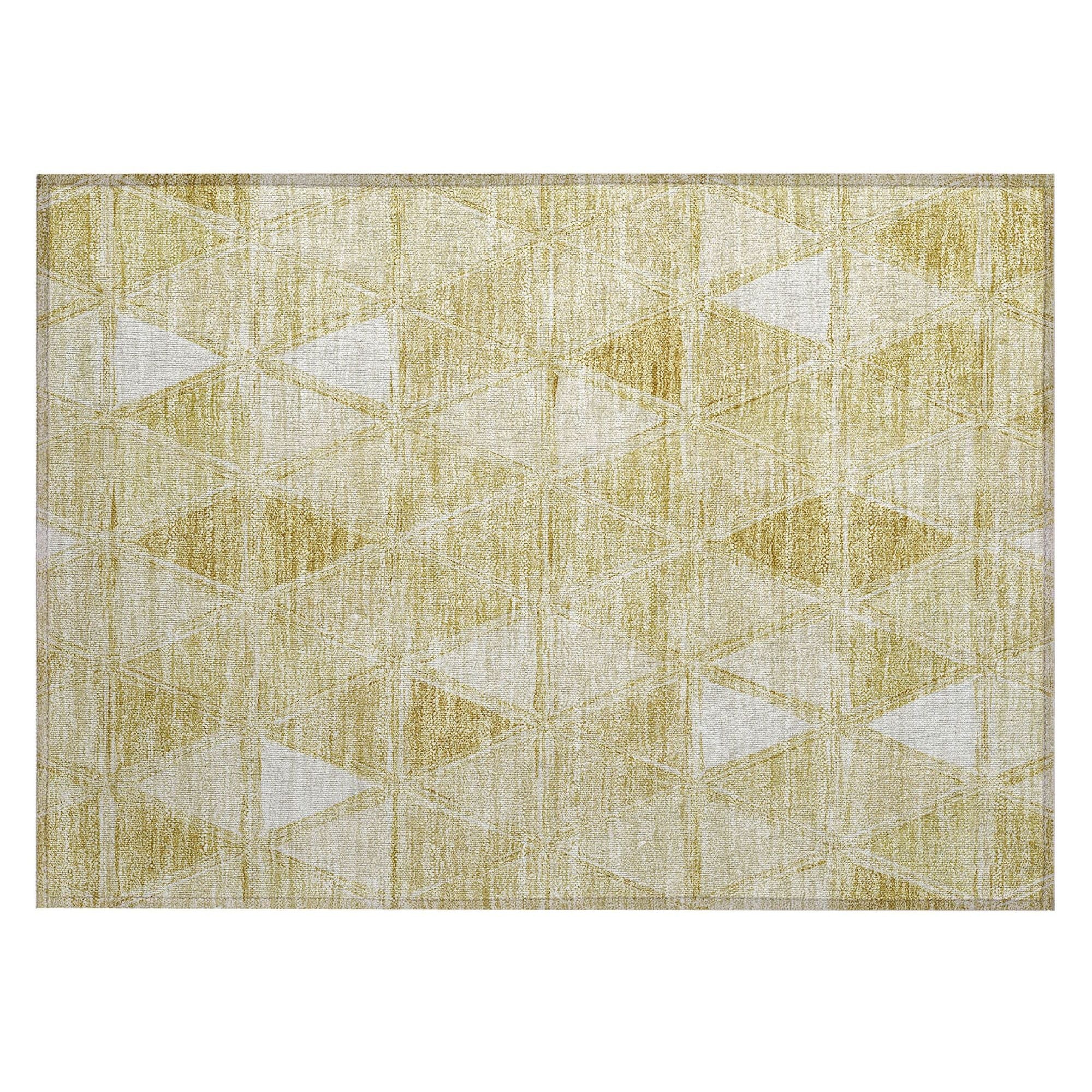 Machine Washable Gold Rug - Indoor / Outdoor - Kids / Pet Friendly Geometric Print Rug
