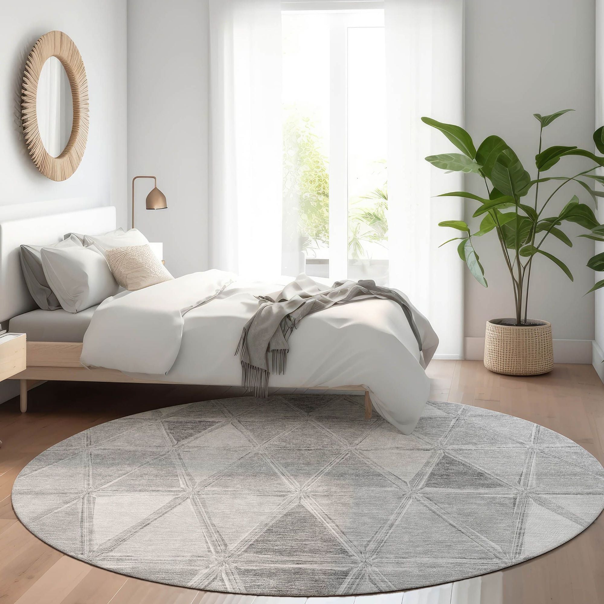 Machine Washable Gray Rug - Indoor / Outdoor - Kids / Pet Friendly Geometric Print Rug