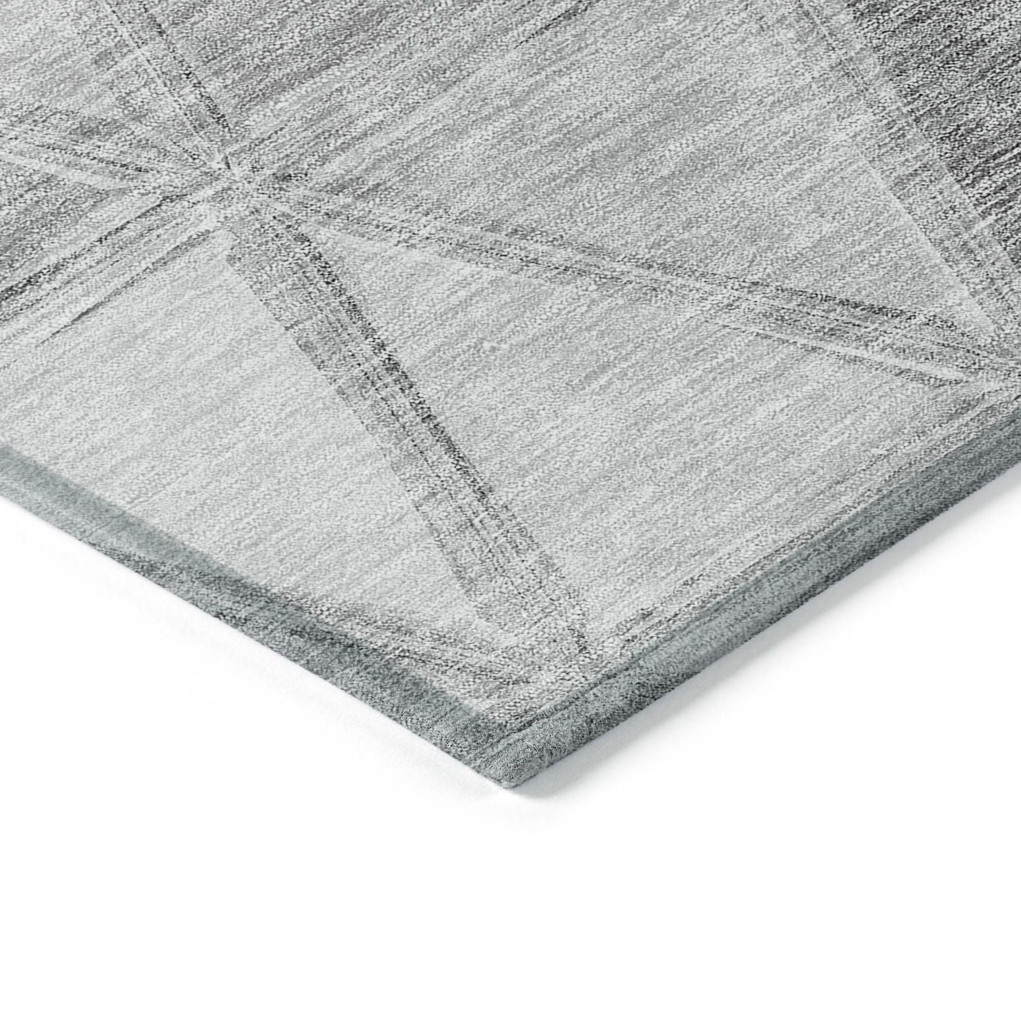 Machine Washable Gray Rug - Indoor / Outdoor - Kids / Pet Friendly Geometric Print Rug
