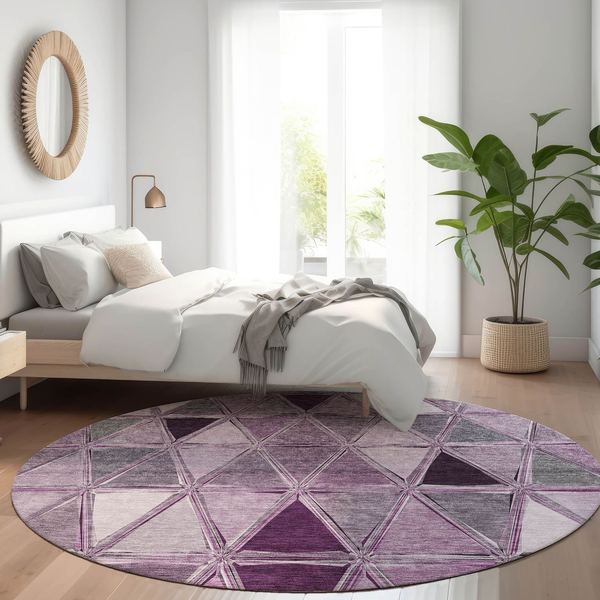 Machine Washable Merlot Red Rug - Indoor / Outdoor - Kids / Pet Friendly Geometric Print Rug