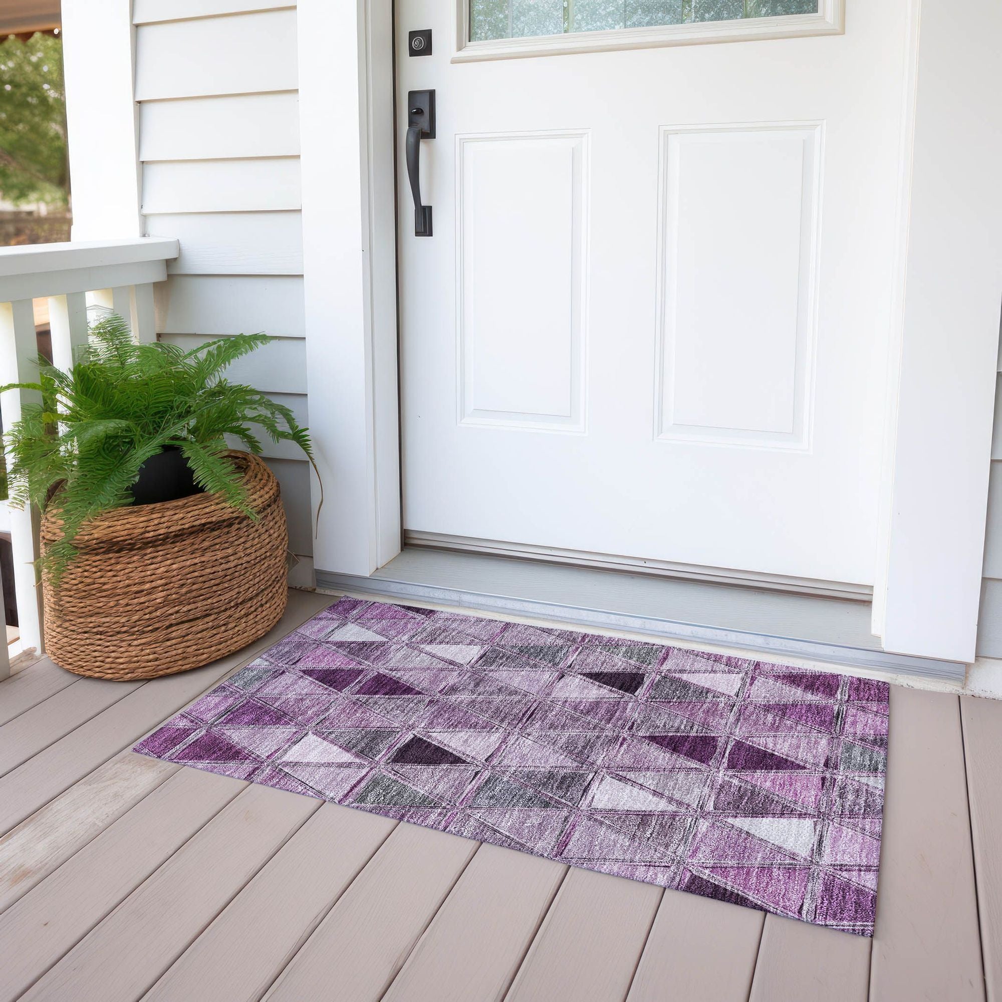 Machine Washable Merlot Red Rug - Indoor / Outdoor - Kids / Pet Friendly Geometric Print Rug