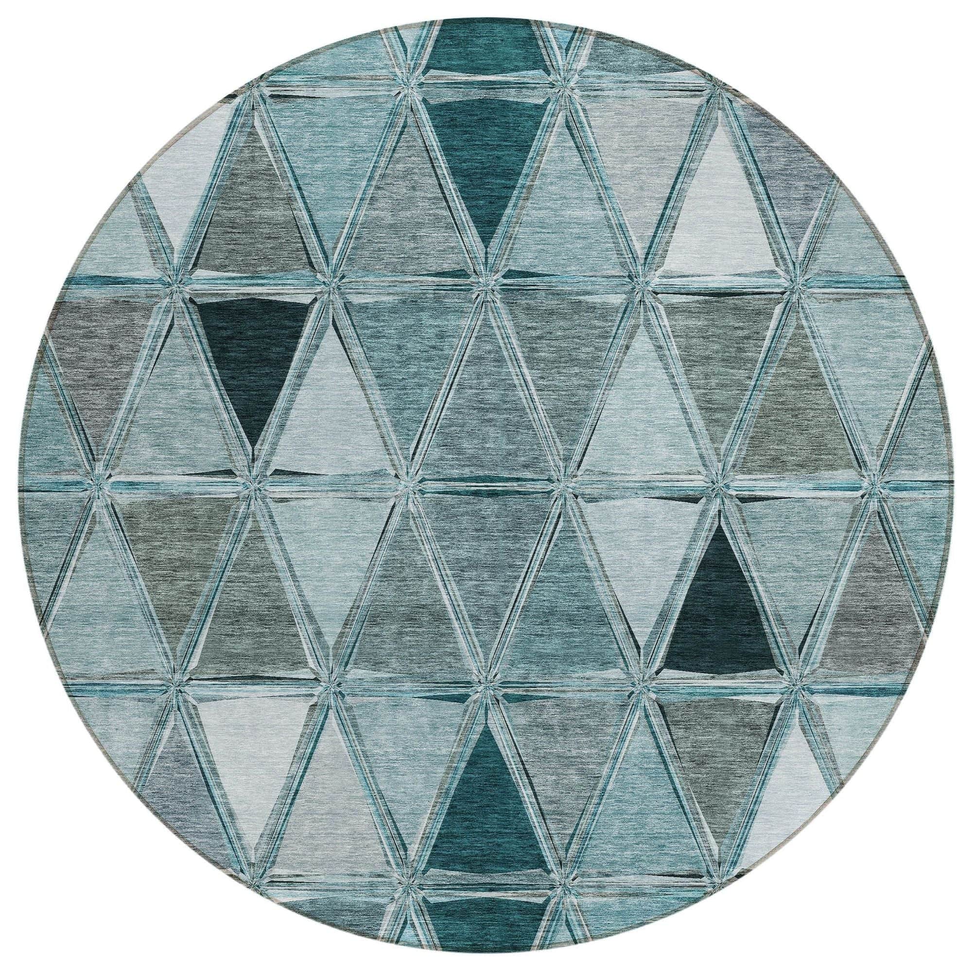 Machine Washable Teal Rug - Indoor / Outdoor - Kids / Pet Friendly Geometric Print Rug