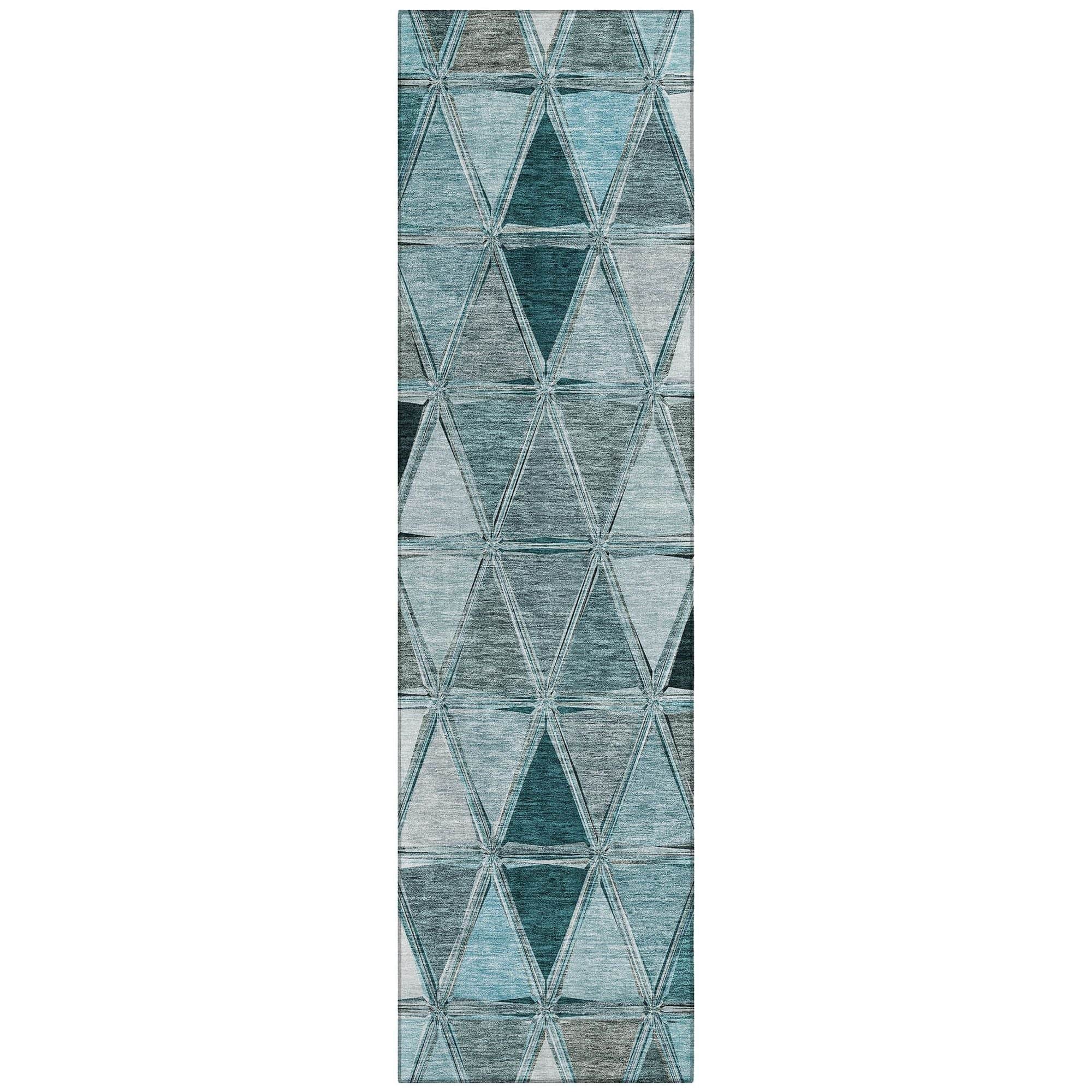 Machine Washable Teal Rug - Indoor / Outdoor - Kids / Pet Friendly Geometric Print Rug