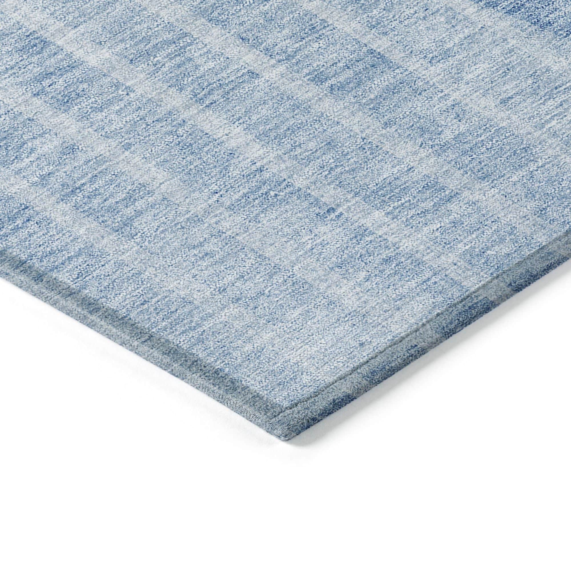 Machine Washable Blue Rug - Indoor / Outdoor - Kids / Pet Friendly Striped Print Rug