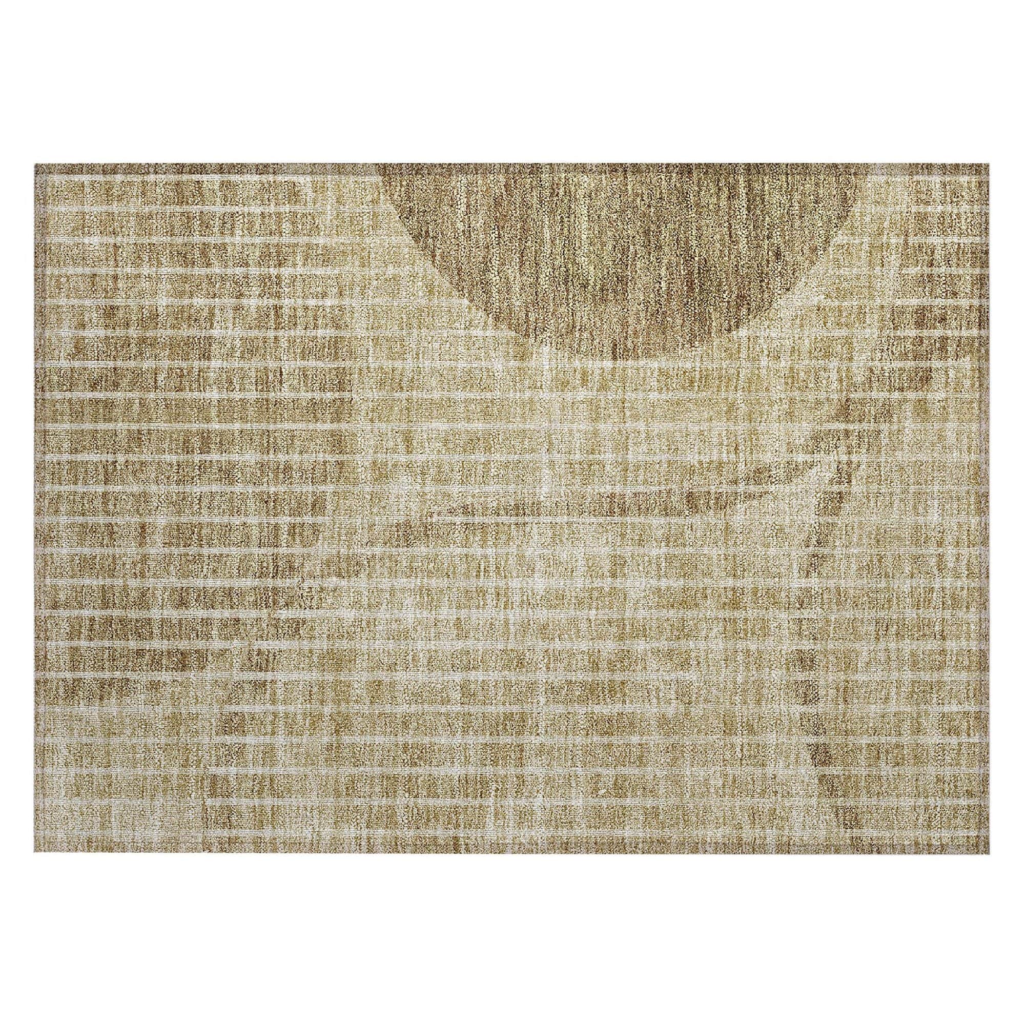 Machine Washable Brown Rug - Indoor / Outdoor - Kids / Pet Friendly Striped Print Rug