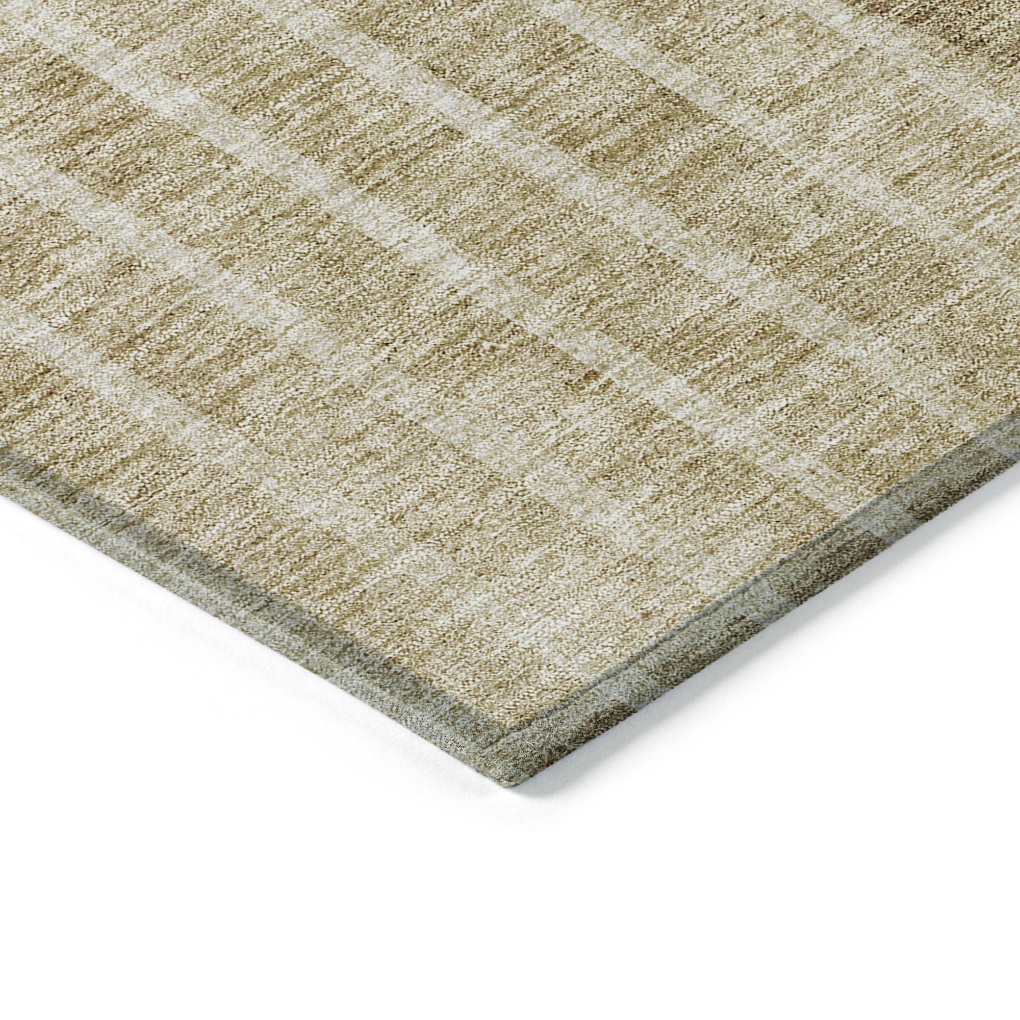 Machine Washable Brown Rug - Indoor / Outdoor - Kids / Pet Friendly Striped Print Rug