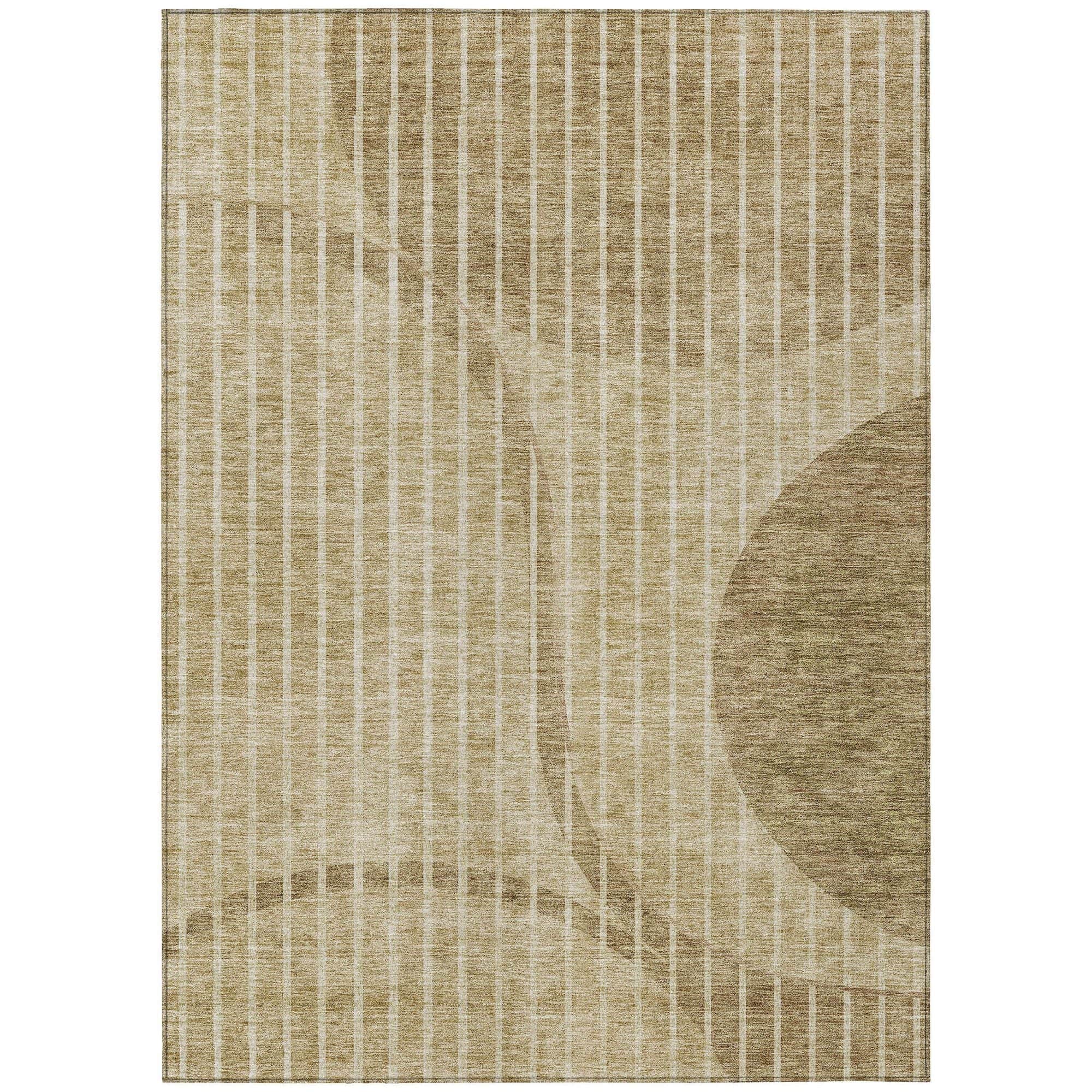 Machine Washable Brown Rug - Indoor / Outdoor - Kids / Pet Friendly Striped Print Rug