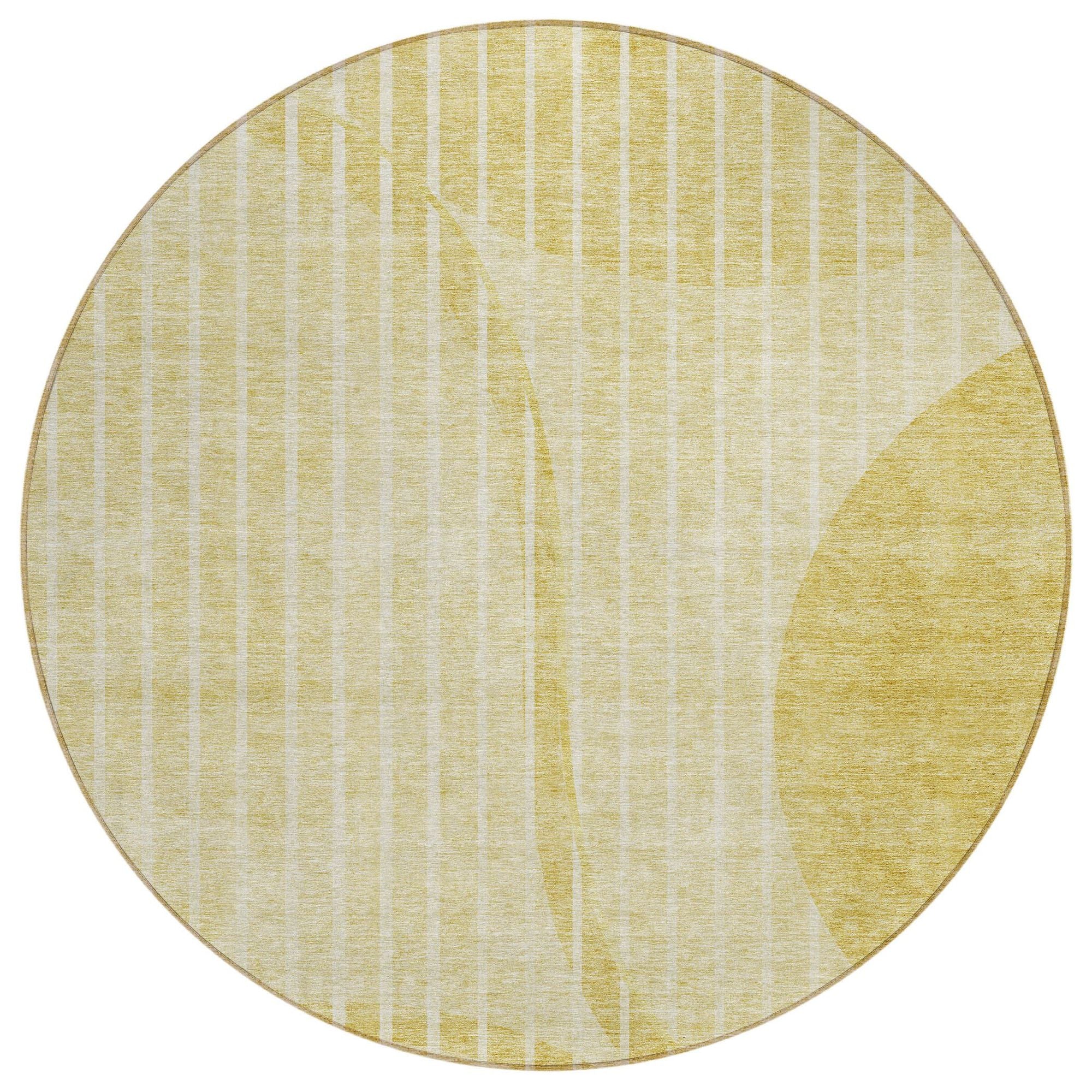 Machine Washable Gold Rug - Indoor / Outdoor - Kids / Pet Friendly Striped Print Rug