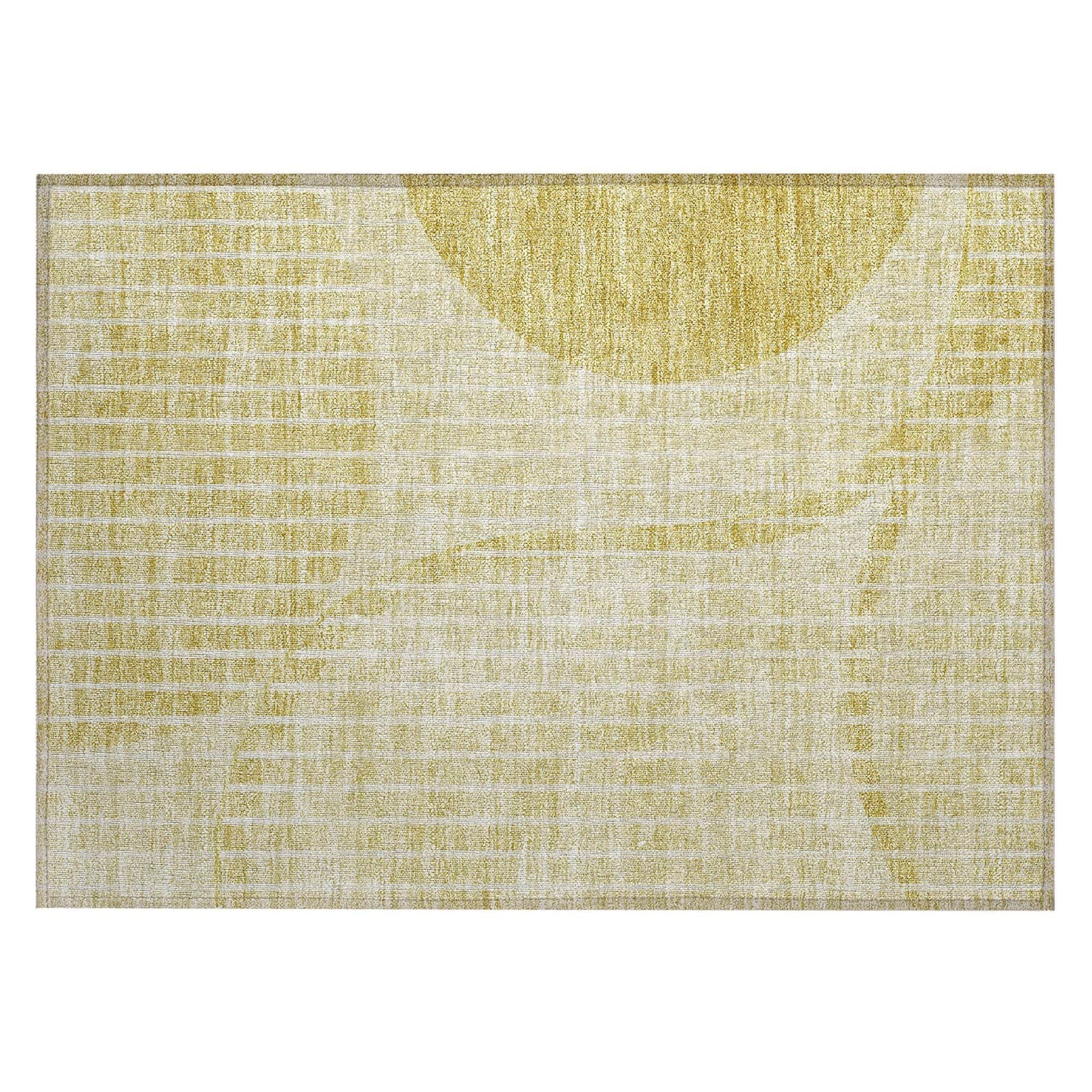 Machine Washable Gold Rug - Indoor / Outdoor - Kids / Pet Friendly Striped Print Rug