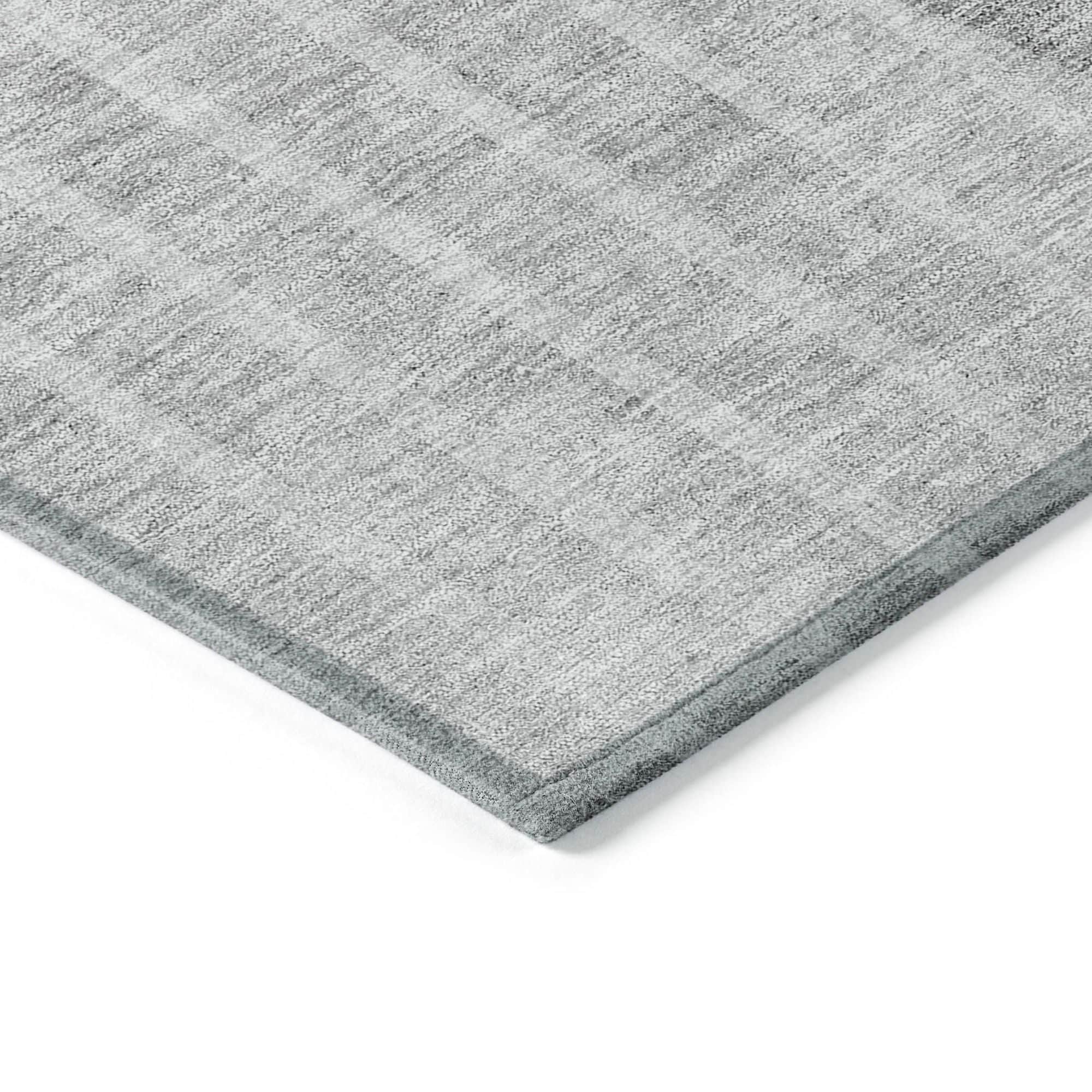 Machine Washable Gray Rug - Indoor / Outdoor - Kids / Pet Friendly Striped Print Rug