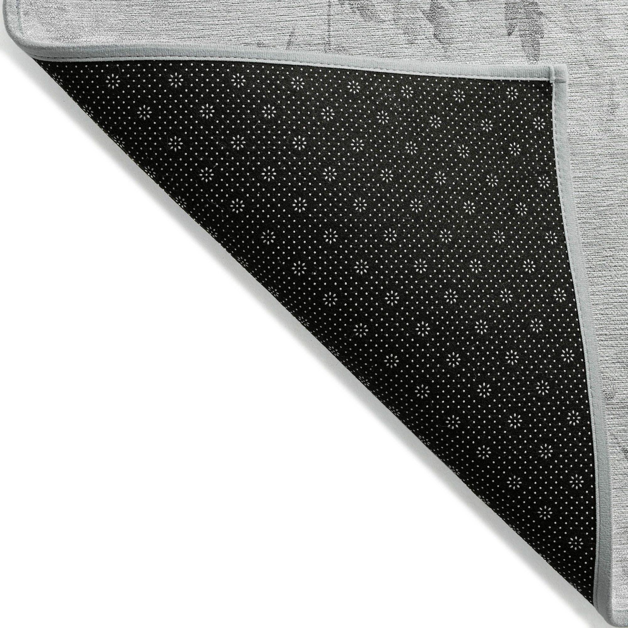Machine Washable Gray Rug - Indoor / Outdoor - Kids / Pet Friendly Floral Print Rug