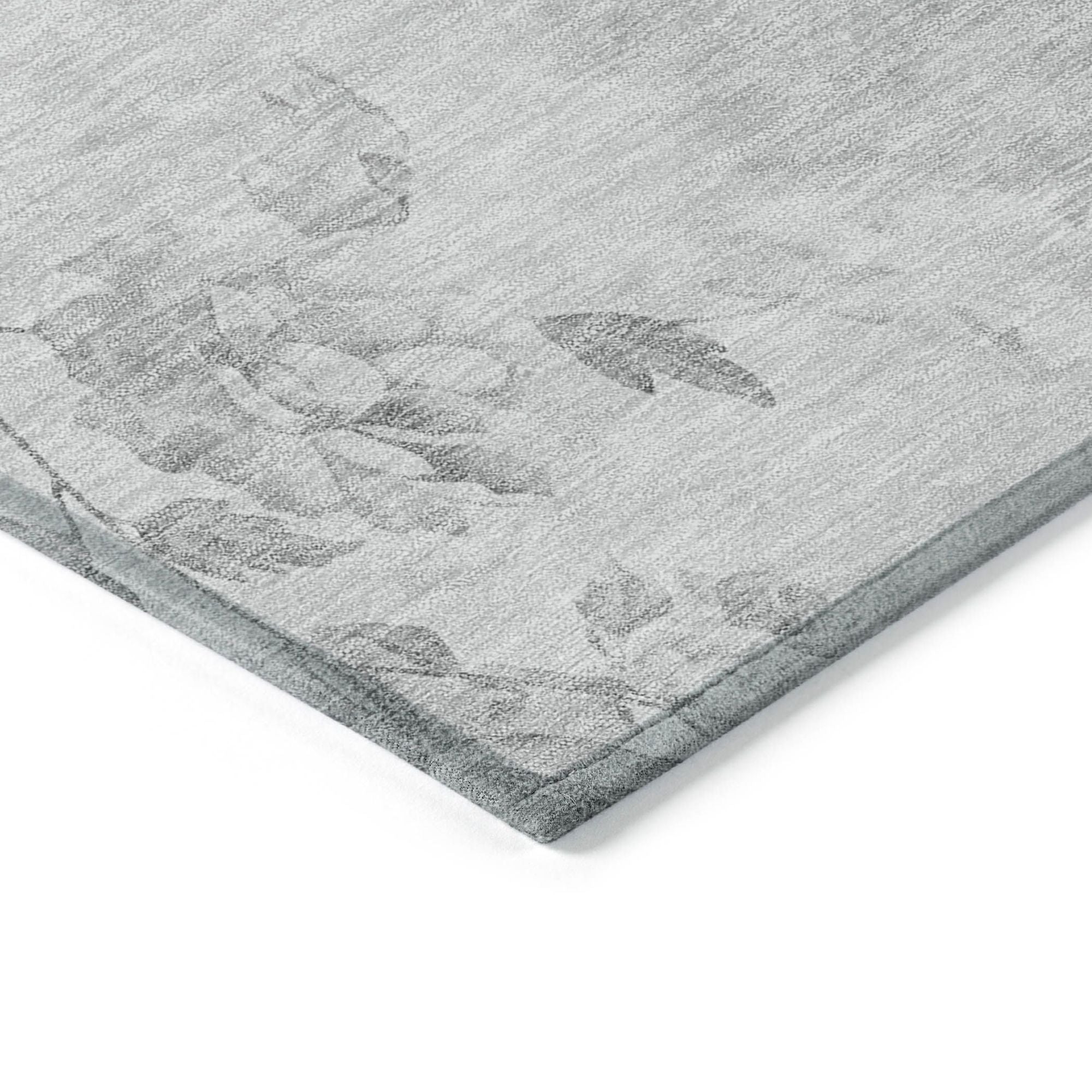 Machine Washable Gray Rug - Indoor / Outdoor - Kids / Pet Friendly Floral Print Rug