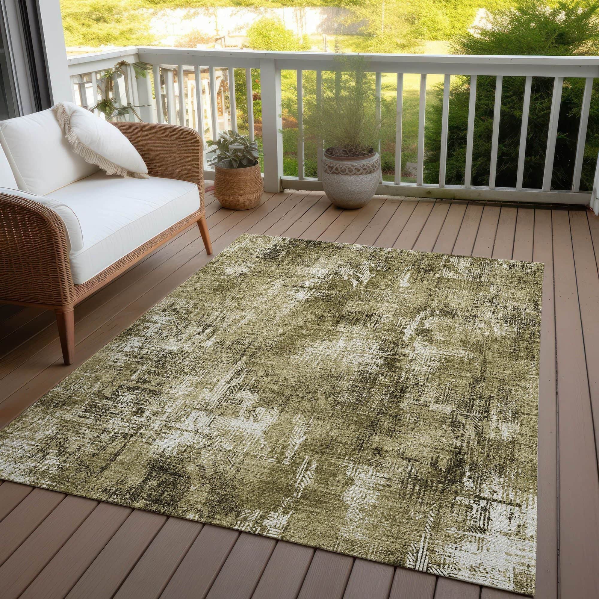 Machine Washable Brown Rug - Indoor / Outdoor - Kids / Pet Friendly Modern Print Rug