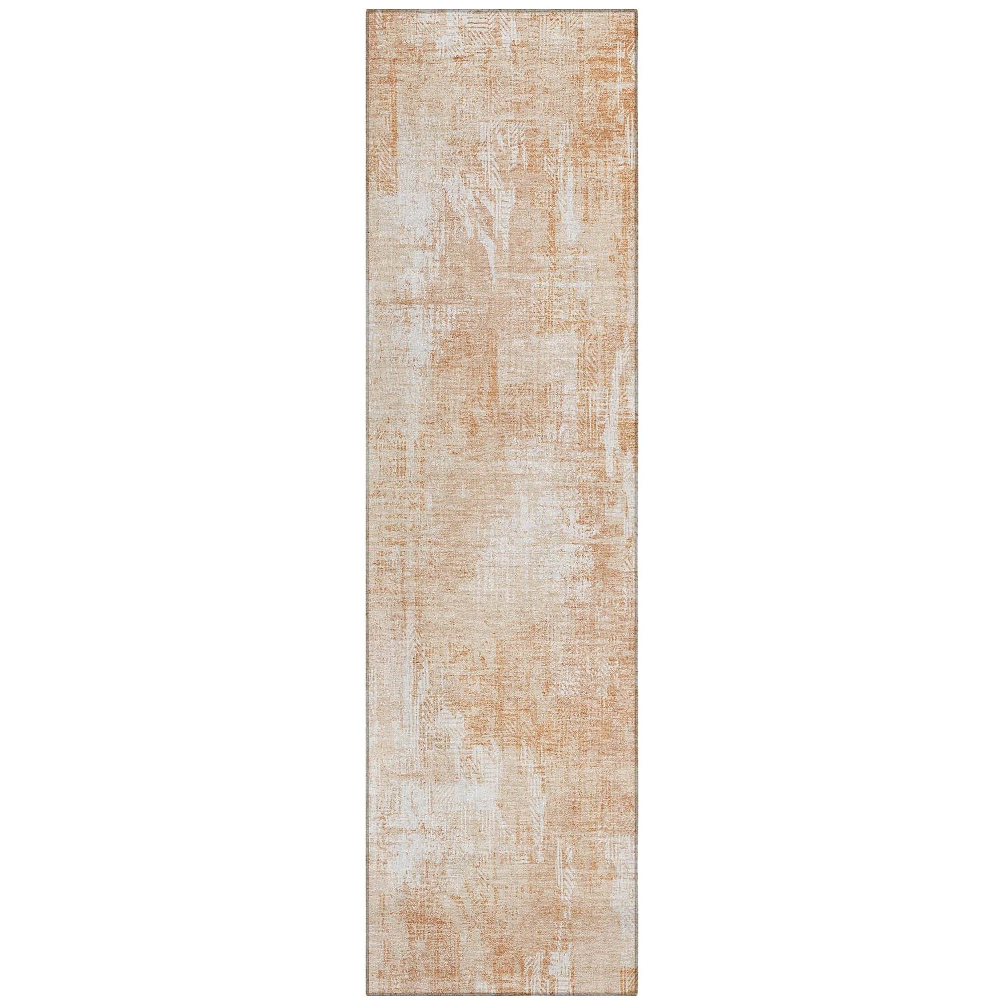 Machine Washable Coral Orange Rug - Indoor / Outdoor - Kids / Pet Friendly Modern Print Rug