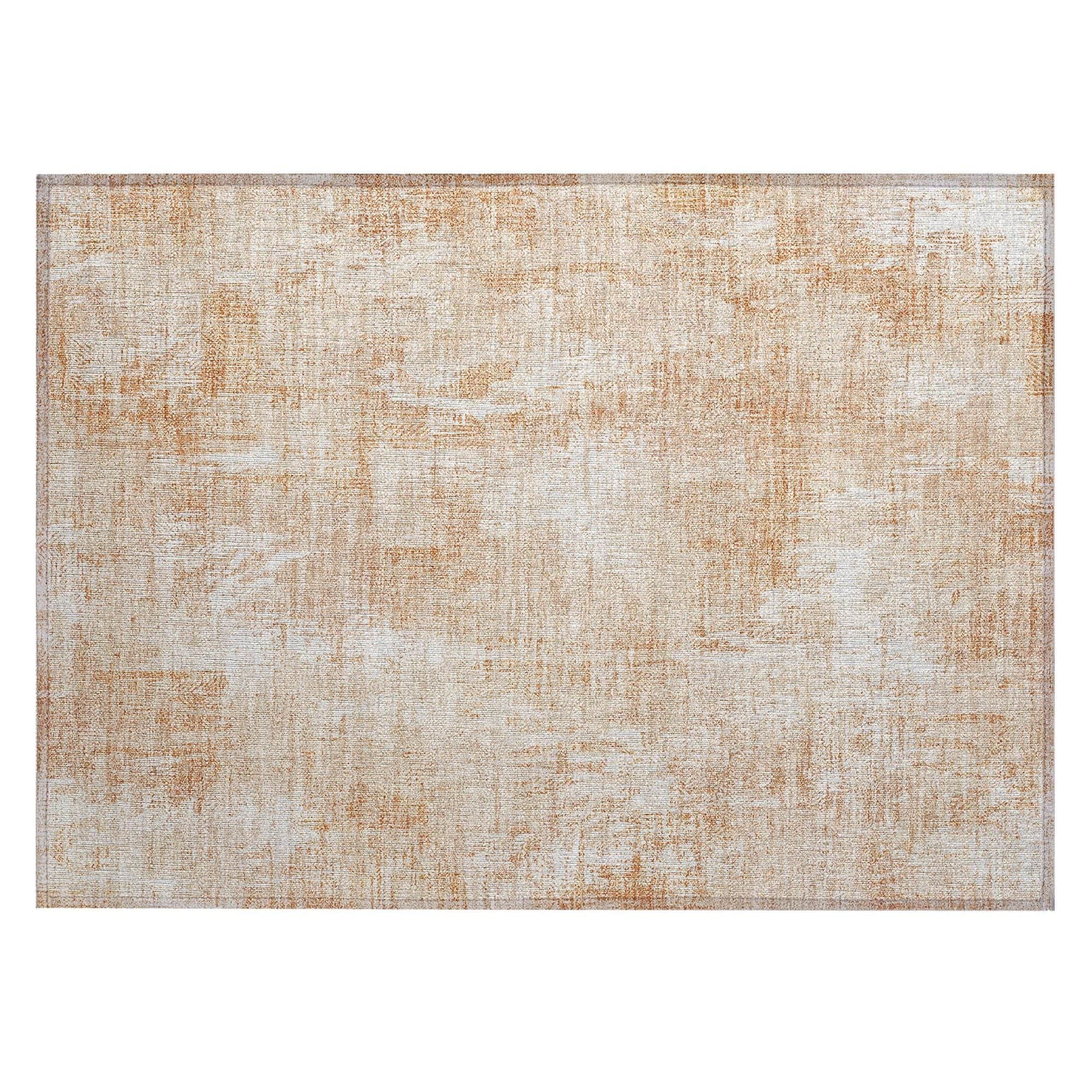 Machine Washable Coral Orange Rug - Indoor / Outdoor - Kids / Pet Friendly Modern Print Rug