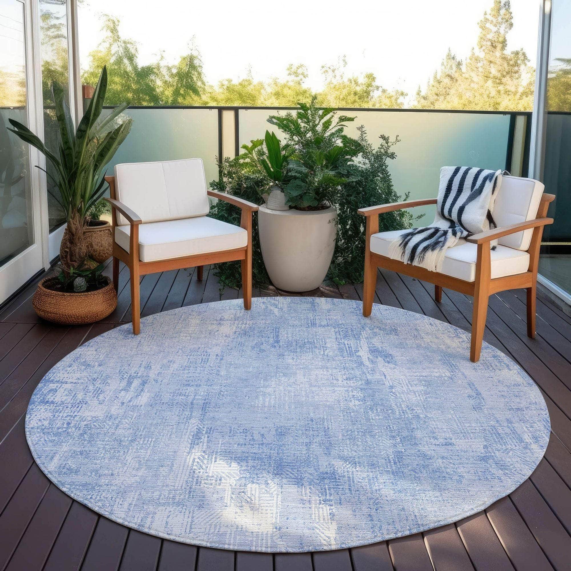 Machine Washable Sky Blue Rug - Indoor / Outdoor - Kids / Pet Friendly Modern Print Rug