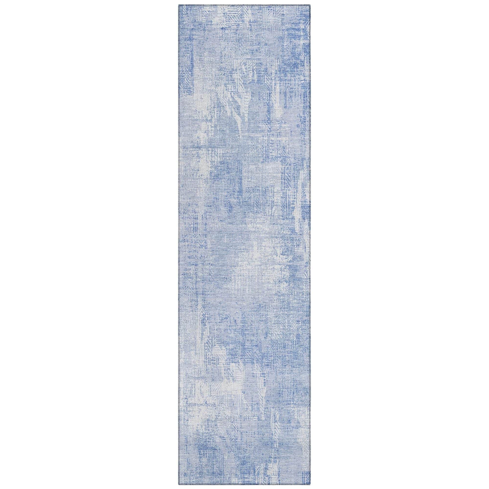 Machine Washable Sky Blue Rug - Indoor / Outdoor - Kids / Pet Friendly Modern Print Rug