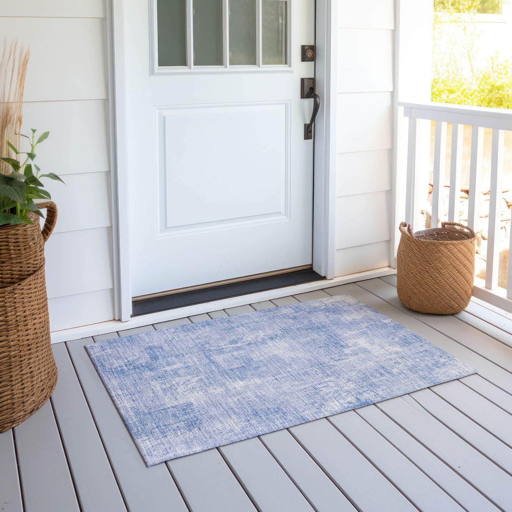 Machine Washable Sky Blue Rug - Indoor / Outdoor - Kids / Pet Friendly Modern Print Rug