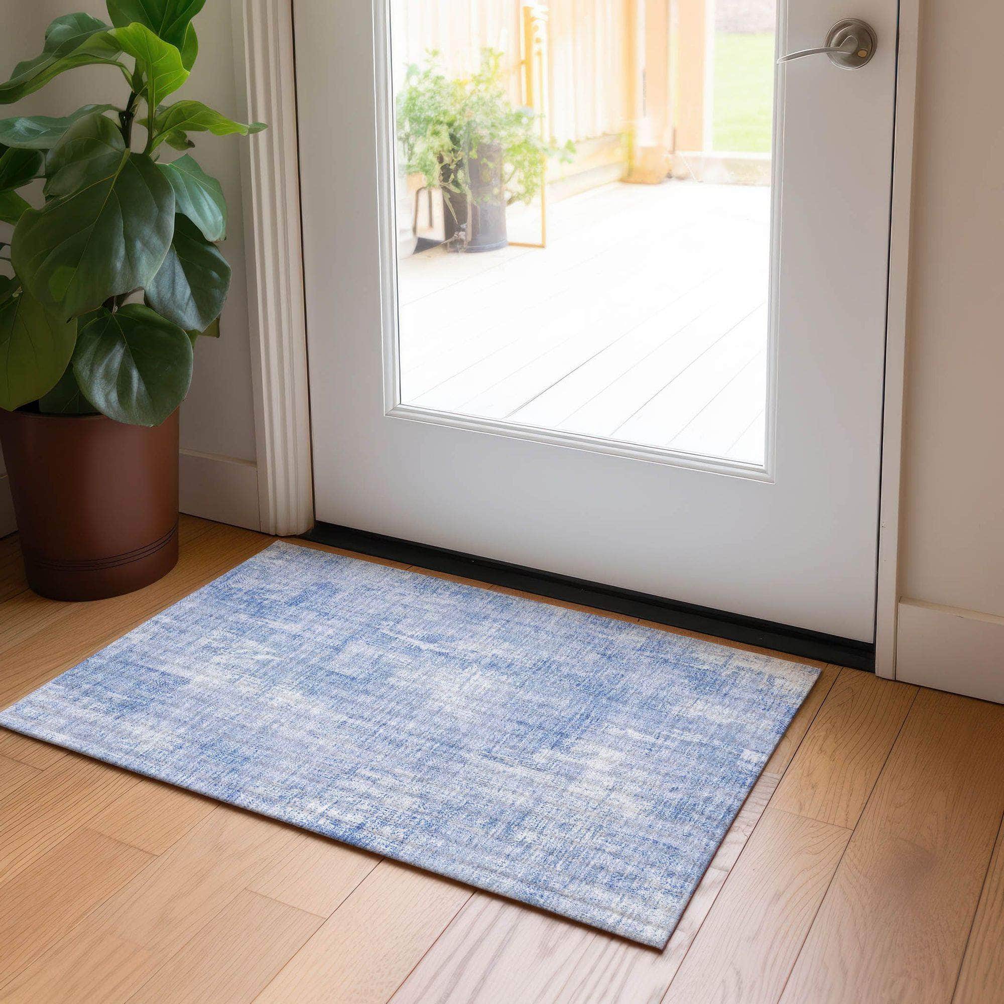 Machine Washable Sky Blue Rug - Indoor / Outdoor - Kids / Pet Friendly Modern Print Rug