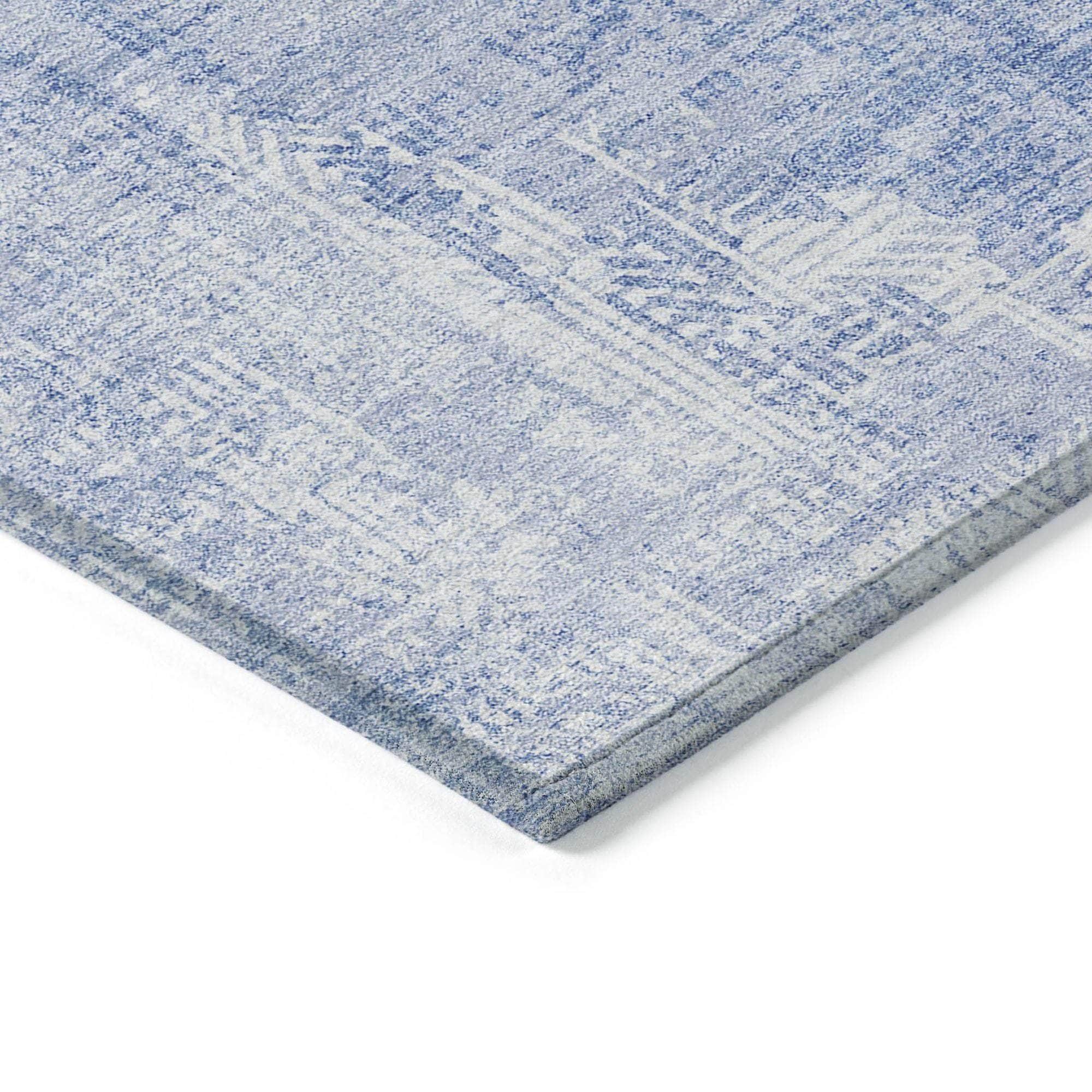 Machine Washable Sky Blue Rug - Indoor / Outdoor - Kids / Pet Friendly Modern Print Rug