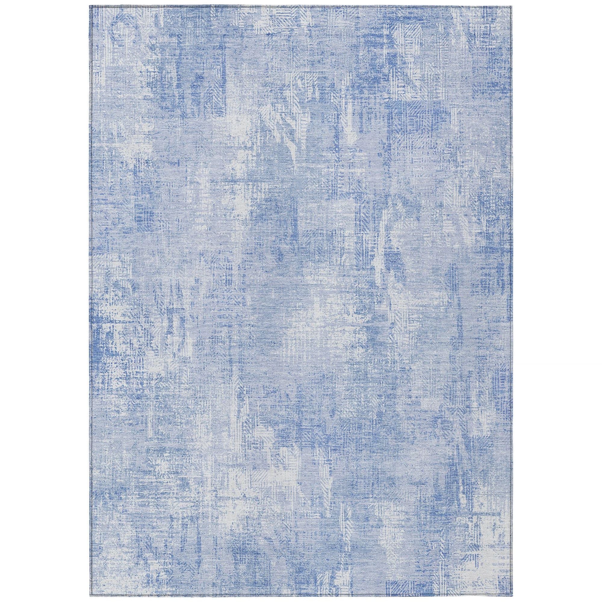 Machine Washable Sky Blue Rug - Indoor / Outdoor - Kids / Pet Friendly Modern Print Rug