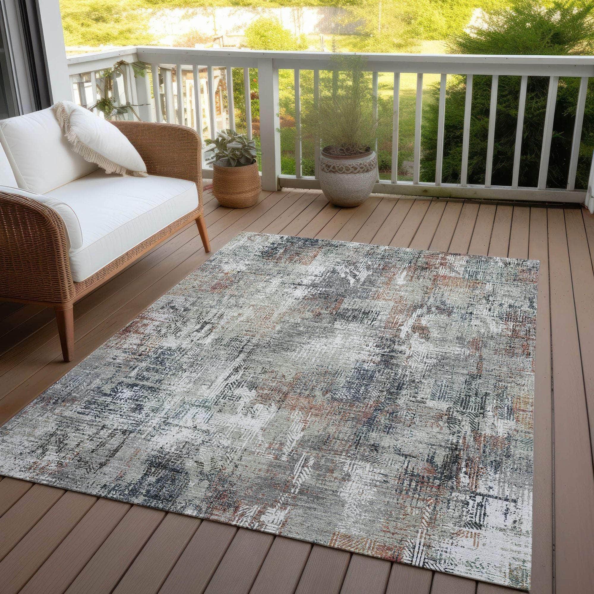 Machine Washable Taupe Brown Rug - Indoor / Outdoor - Kids / Pet Friendly Modern Print Rug