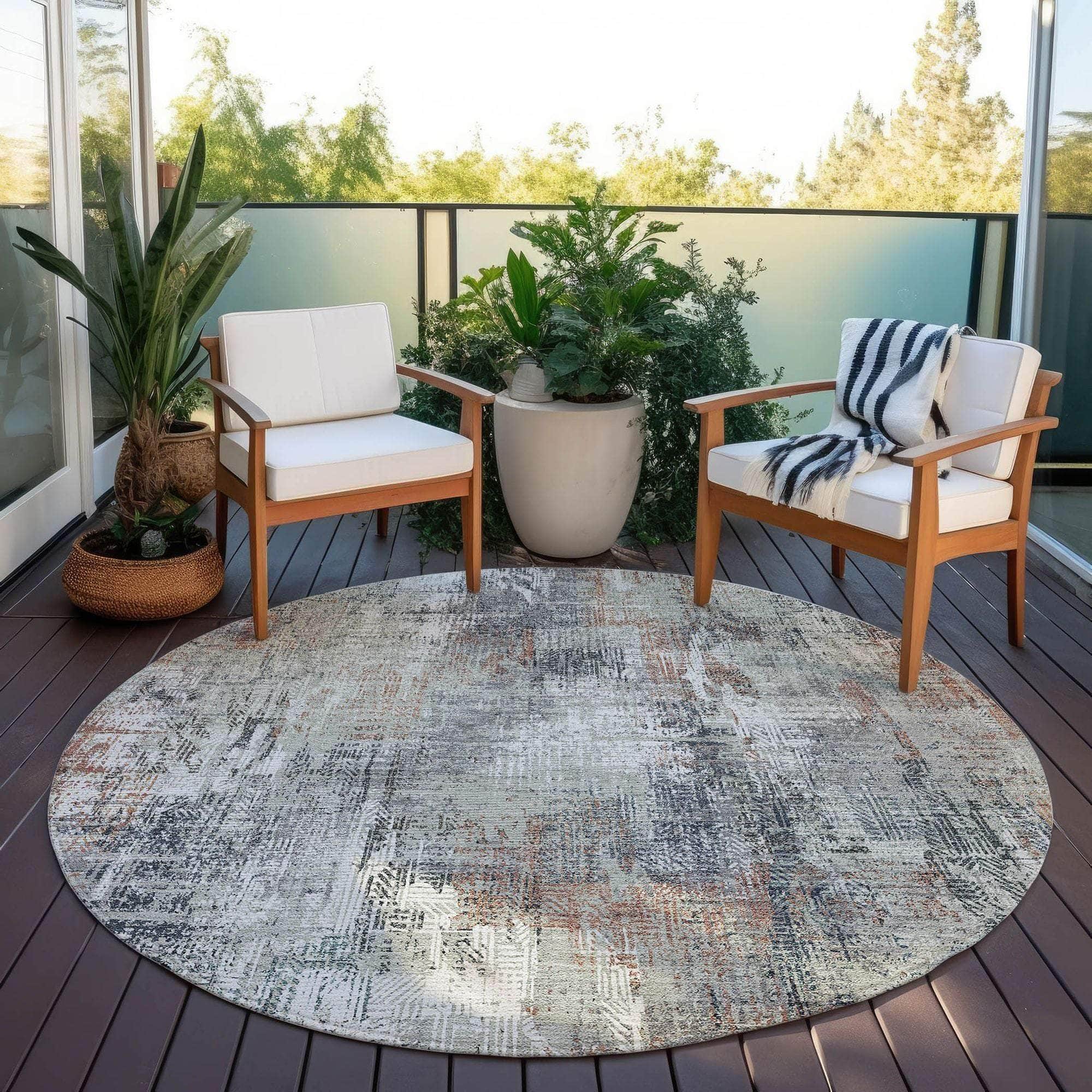 Machine Washable Taupe Brown Rug - Indoor / Outdoor - Kids / Pet Friendly Modern Print Rug