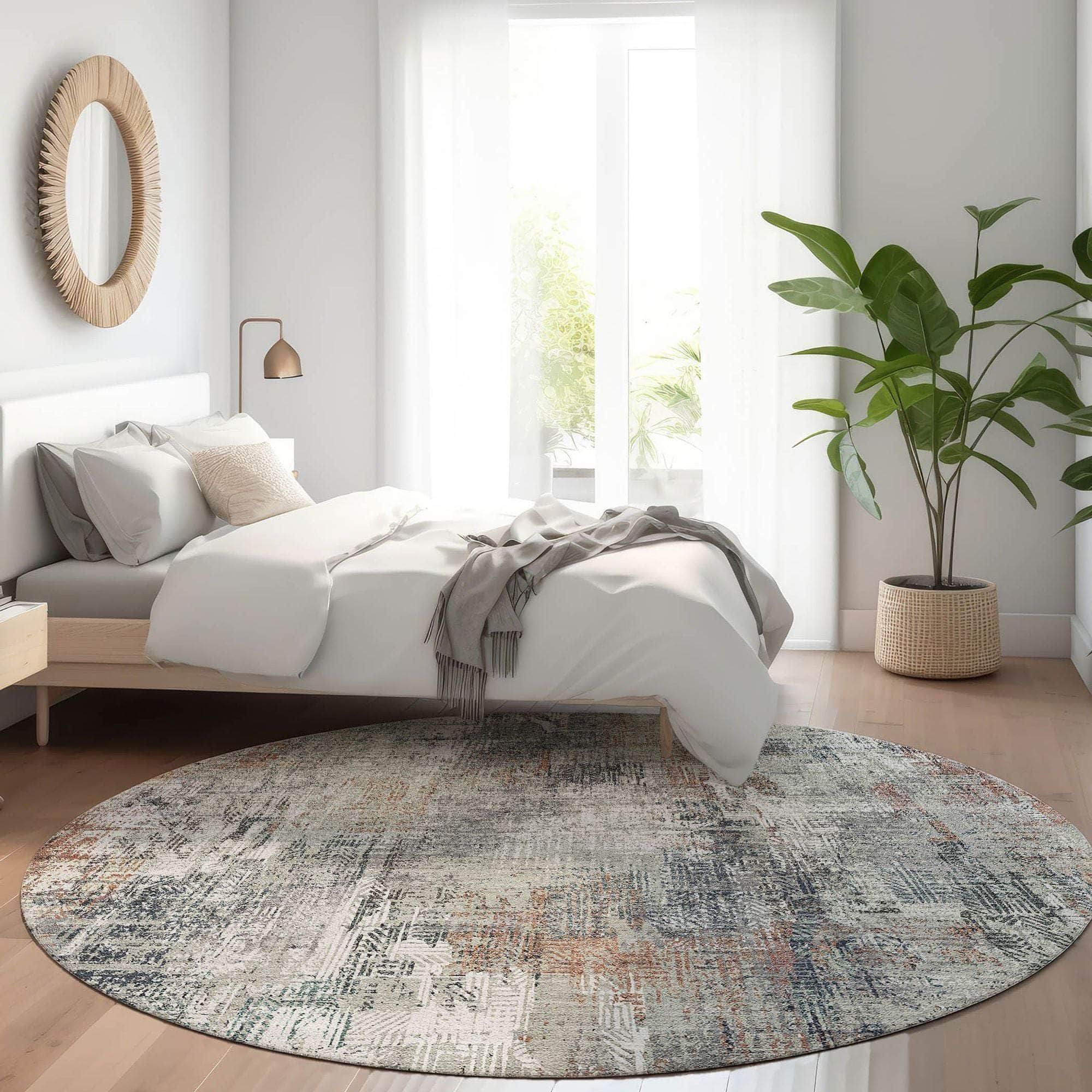 Machine Washable Taupe Brown Rug - Indoor / Outdoor - Kids / Pet Friendly Modern Print Rug