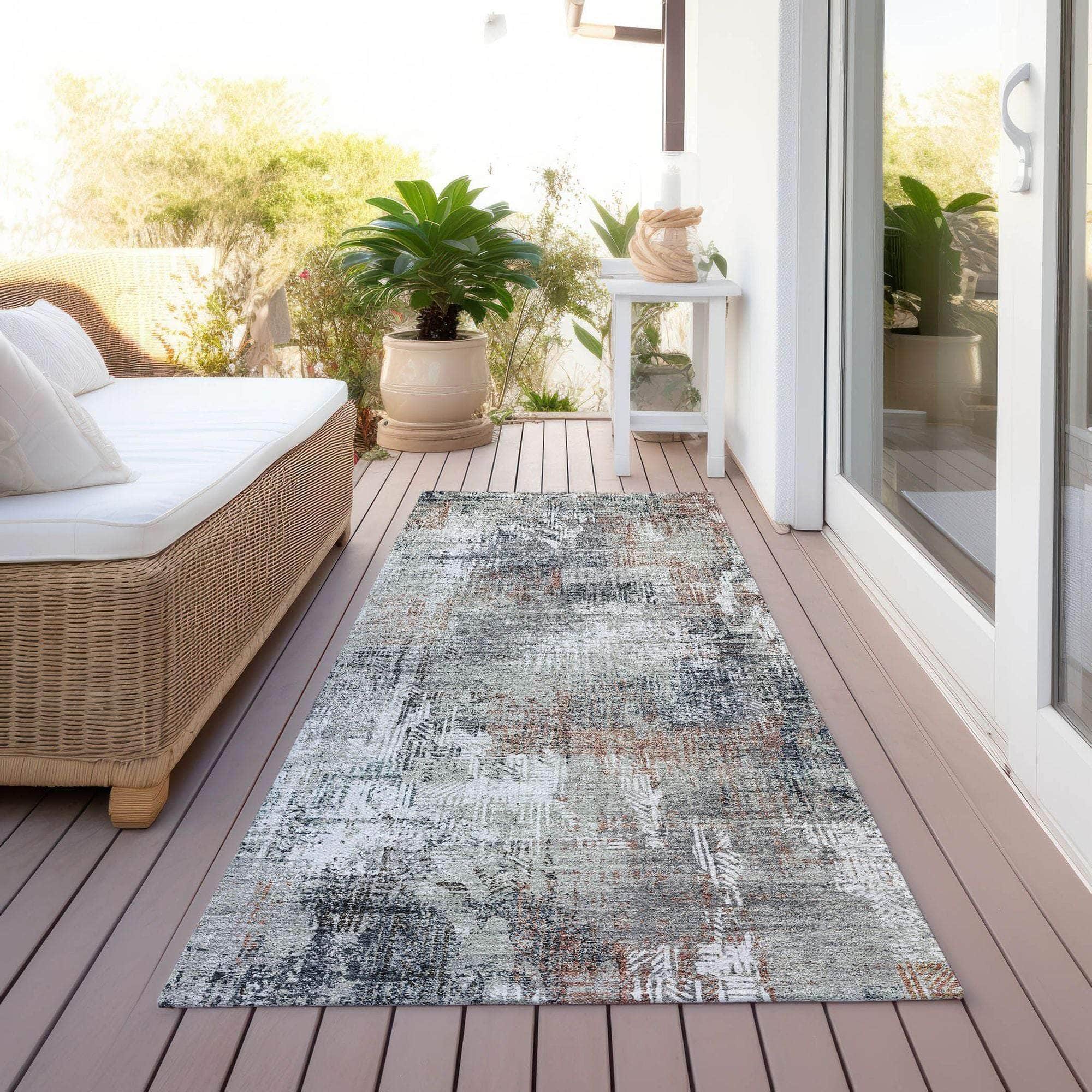 Machine Washable Taupe Brown Rug - Indoor / Outdoor - Kids / Pet Friendly Modern Print Rug
