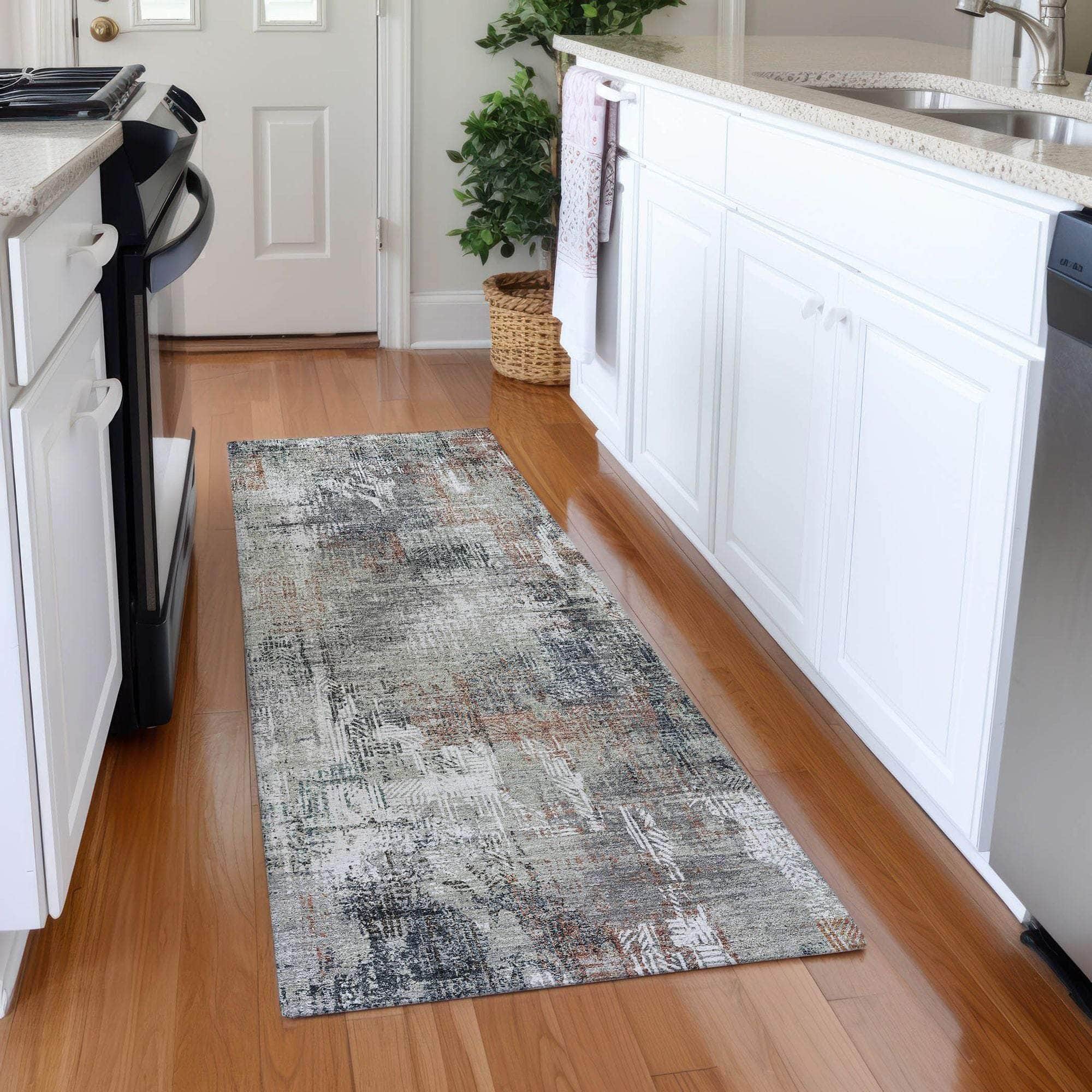 Machine Washable Taupe Brown Rug - Indoor / Outdoor - Kids / Pet Friendly Modern Print Rug