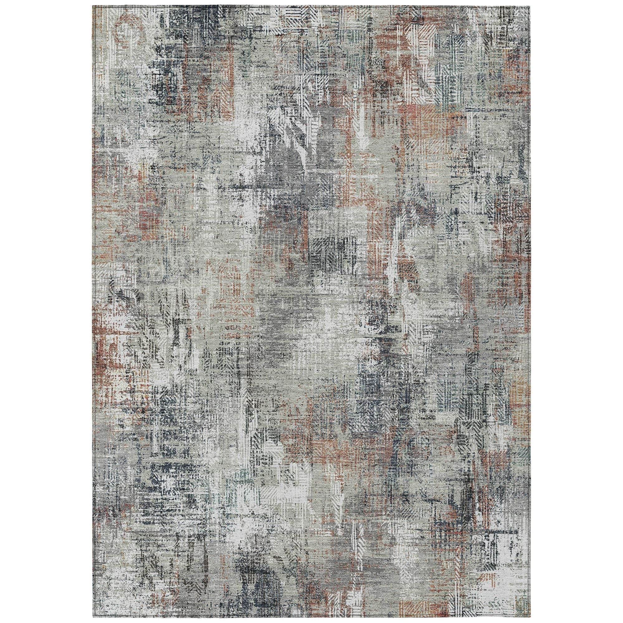 Machine Washable Taupe Brown Rug - Indoor / Outdoor - Kids / Pet Friendly Modern Print Rug