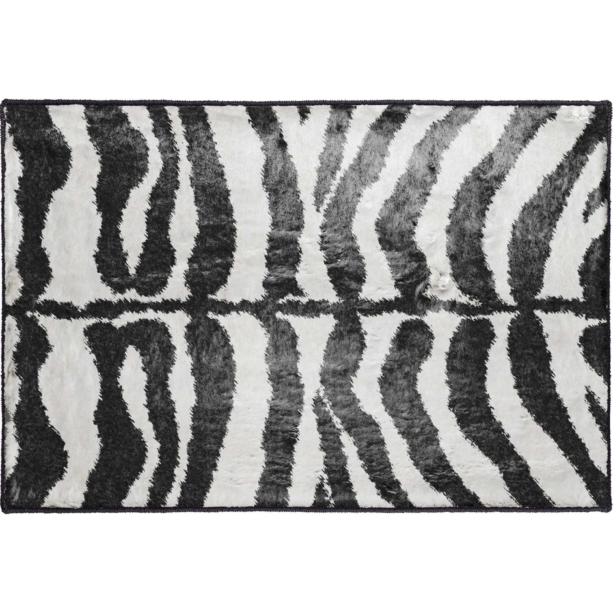 Luxury Machine Washable Casual AK1 Ivory Black Rug 1'8" x 2'6" #shape_Rectangle