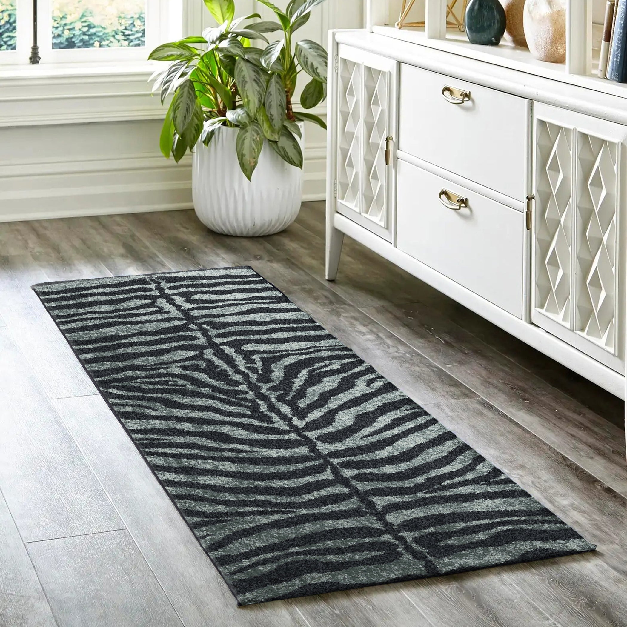 Luxury Machine Washable Casual AK1 Midnight Black Rug 2'3" x 7'6" #shape_Runner