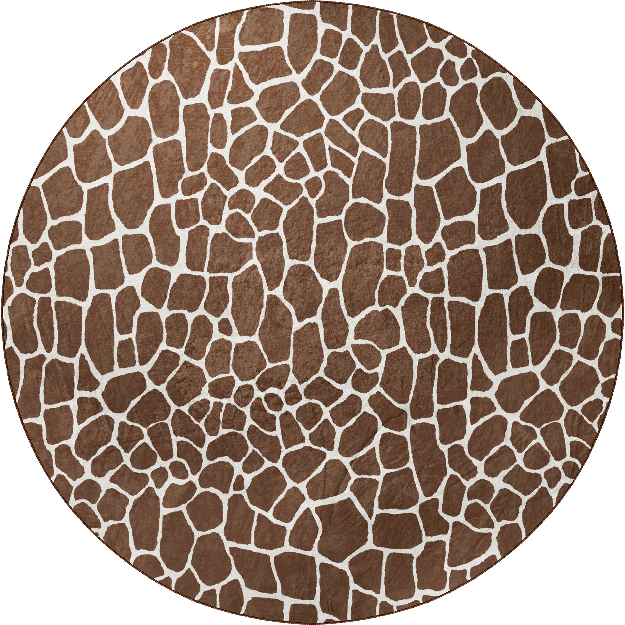 Luxury Machine Washable Casual AK4 Chocolate Brown Rug 8' x 8' #shape_Round