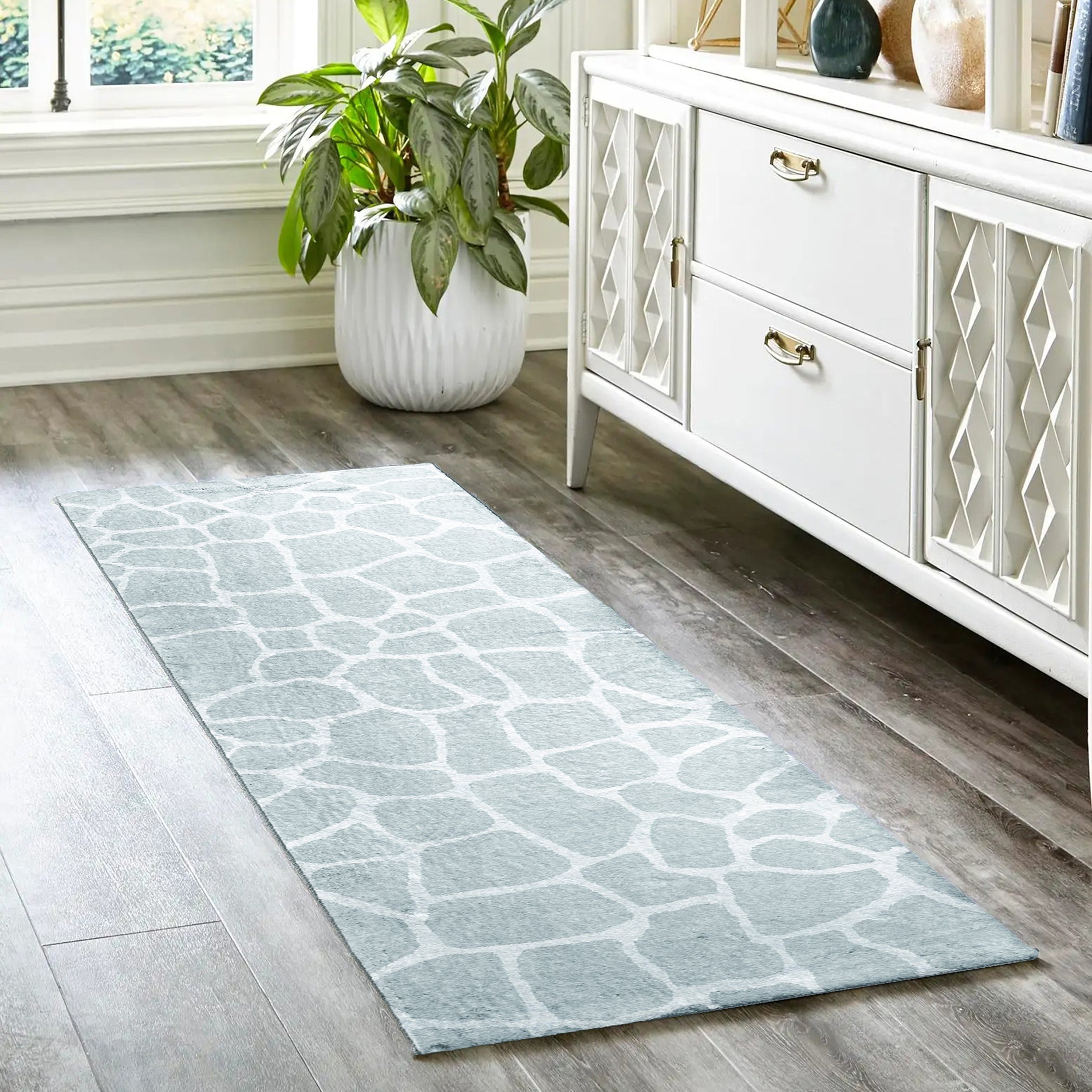 Luxury Machine Washable Casual AK4 Flannel Gray Rug 2'3" x 7'6" #shape_Runner