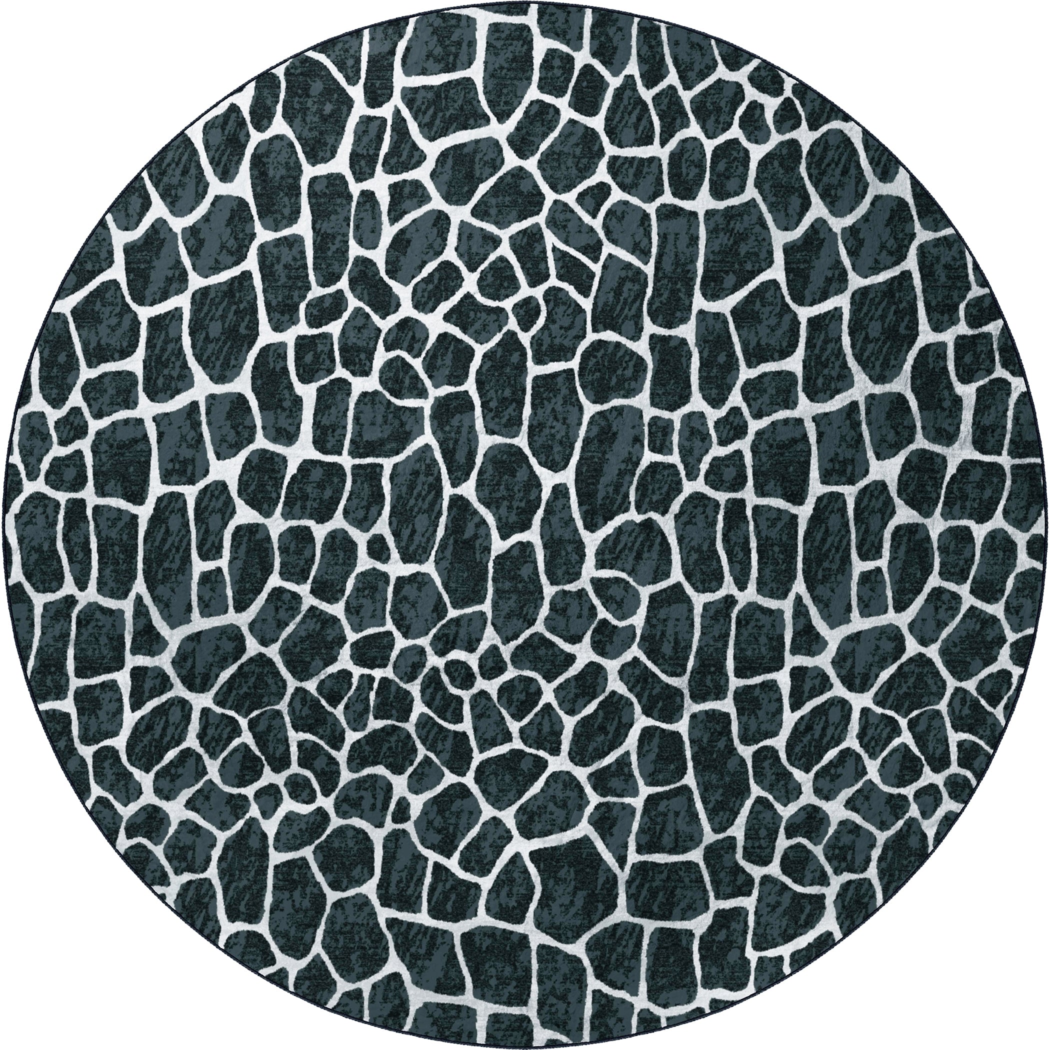 Luxury Machine Washable Casual AK4 Midnight Black Rug 8' x 8' #shape_Round