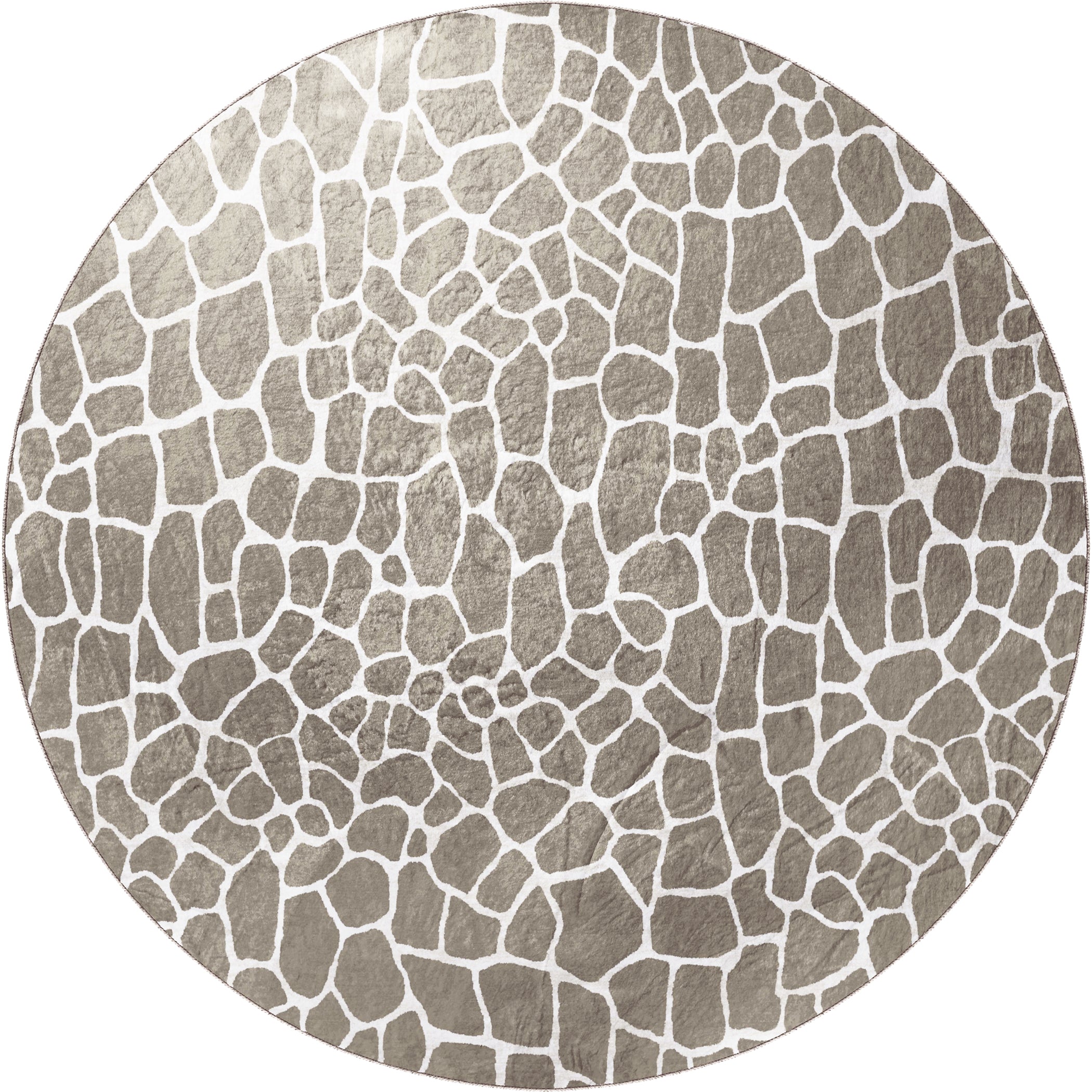 Luxury Machine Washable Casual AK4 Stone Brown Rug 8' x 8' #shape_Round