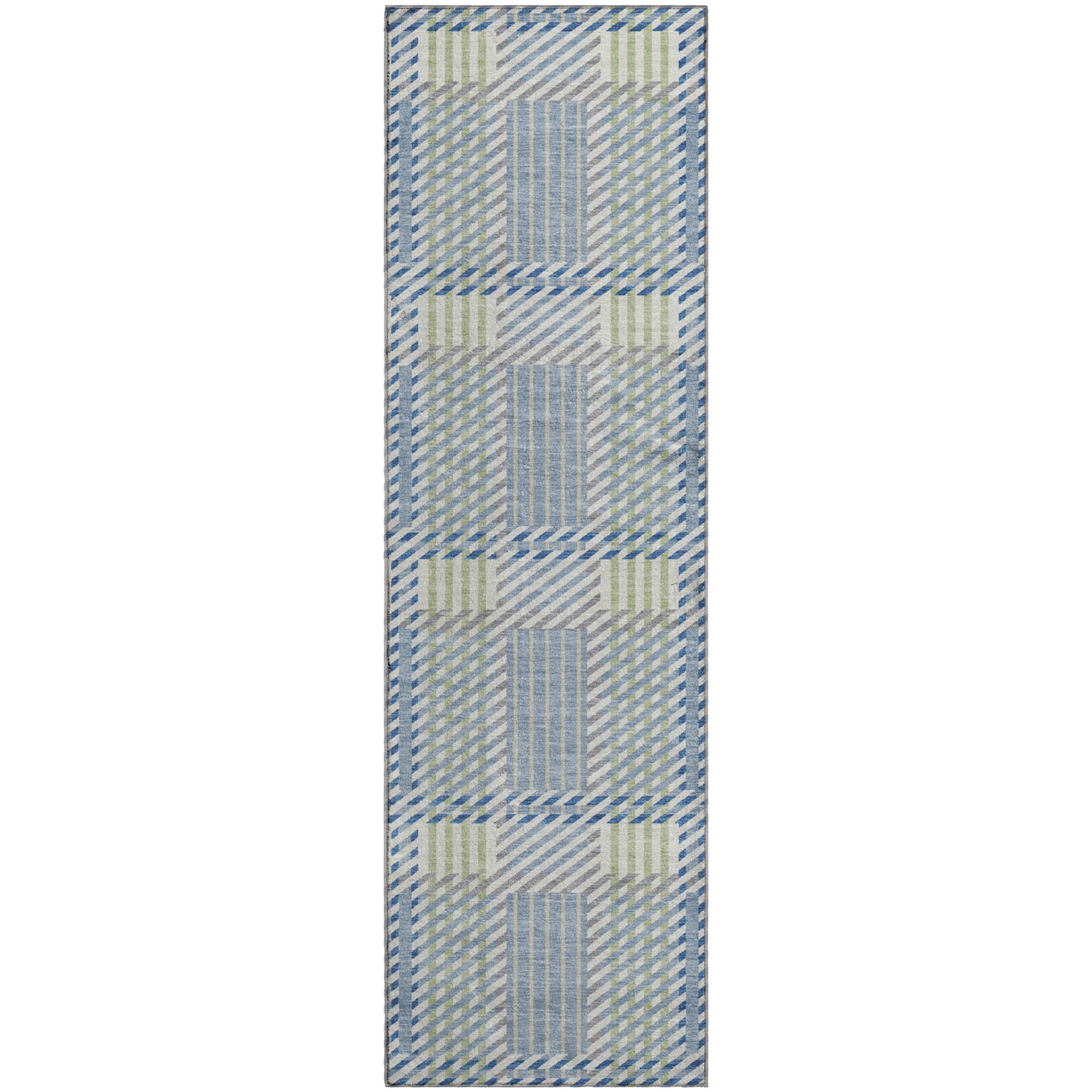 Lisbon Machine Washable Transitional Denim Blue Rug 2'3" x 7'6" #shape_Runner