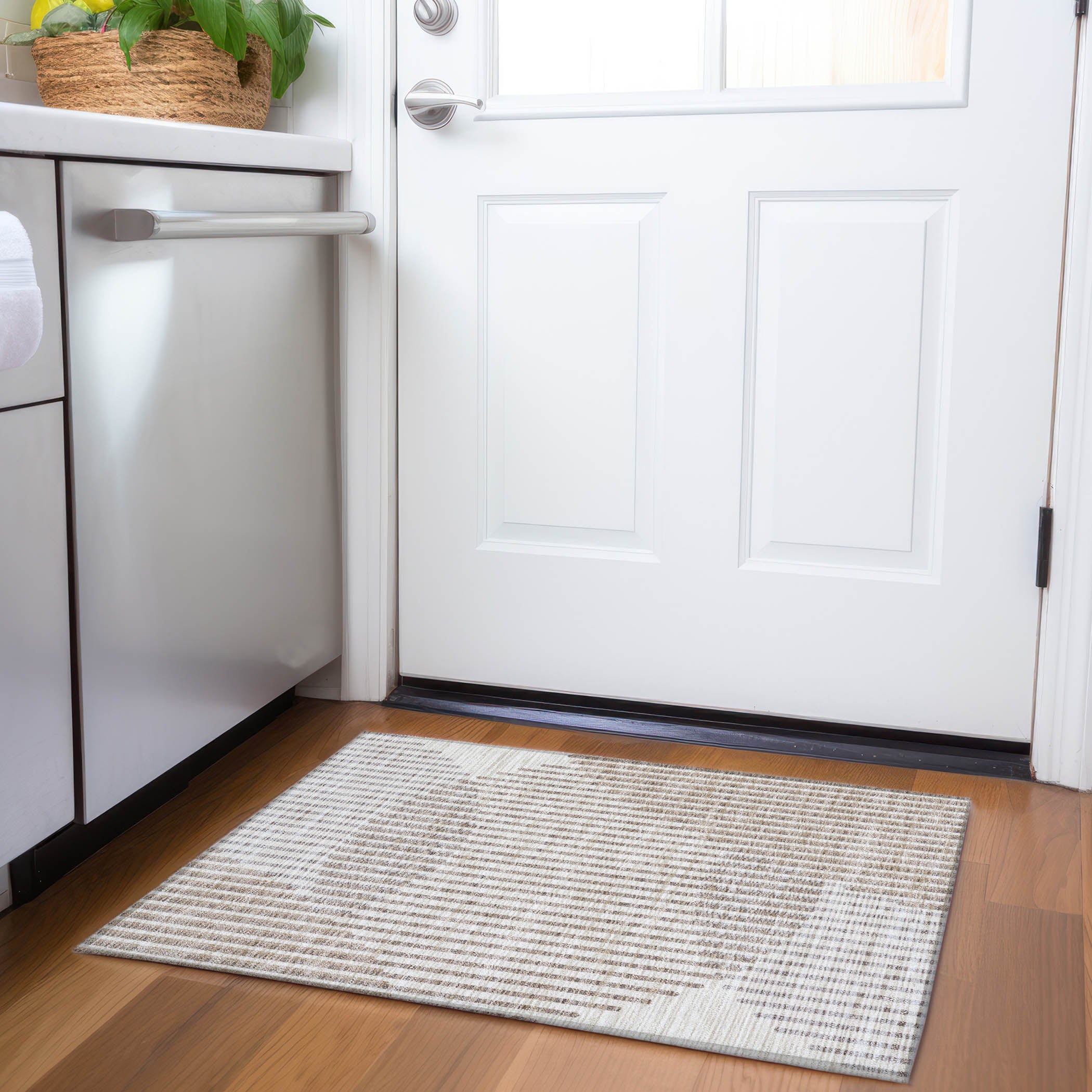 Reykjavik Machine Washable Transitional Beige Brown Rug 1'8" x 2'6" #shape_Rectangle