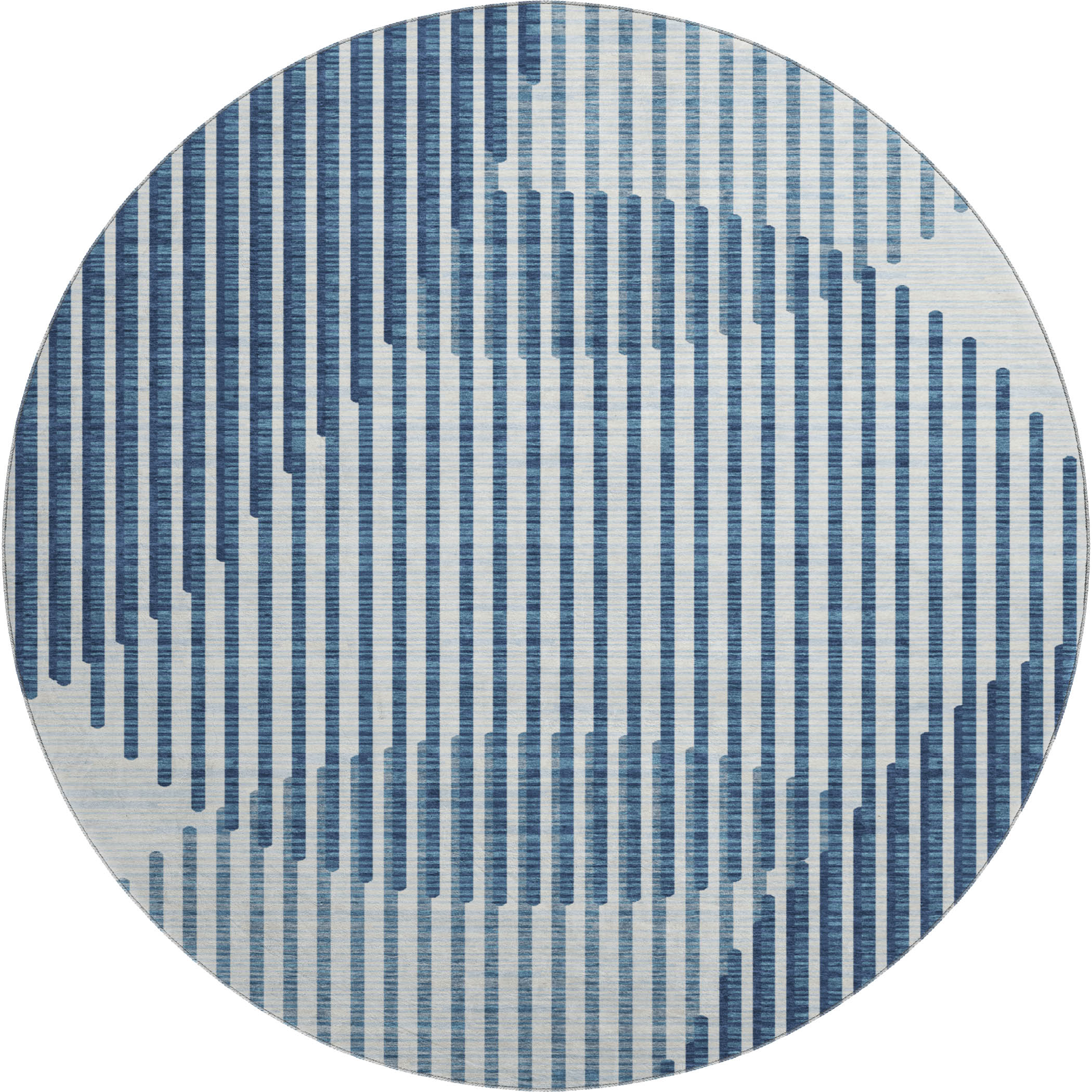 Reykjavik Machine Washable Transitional Blue Rug 8' x 8' #shape_Round