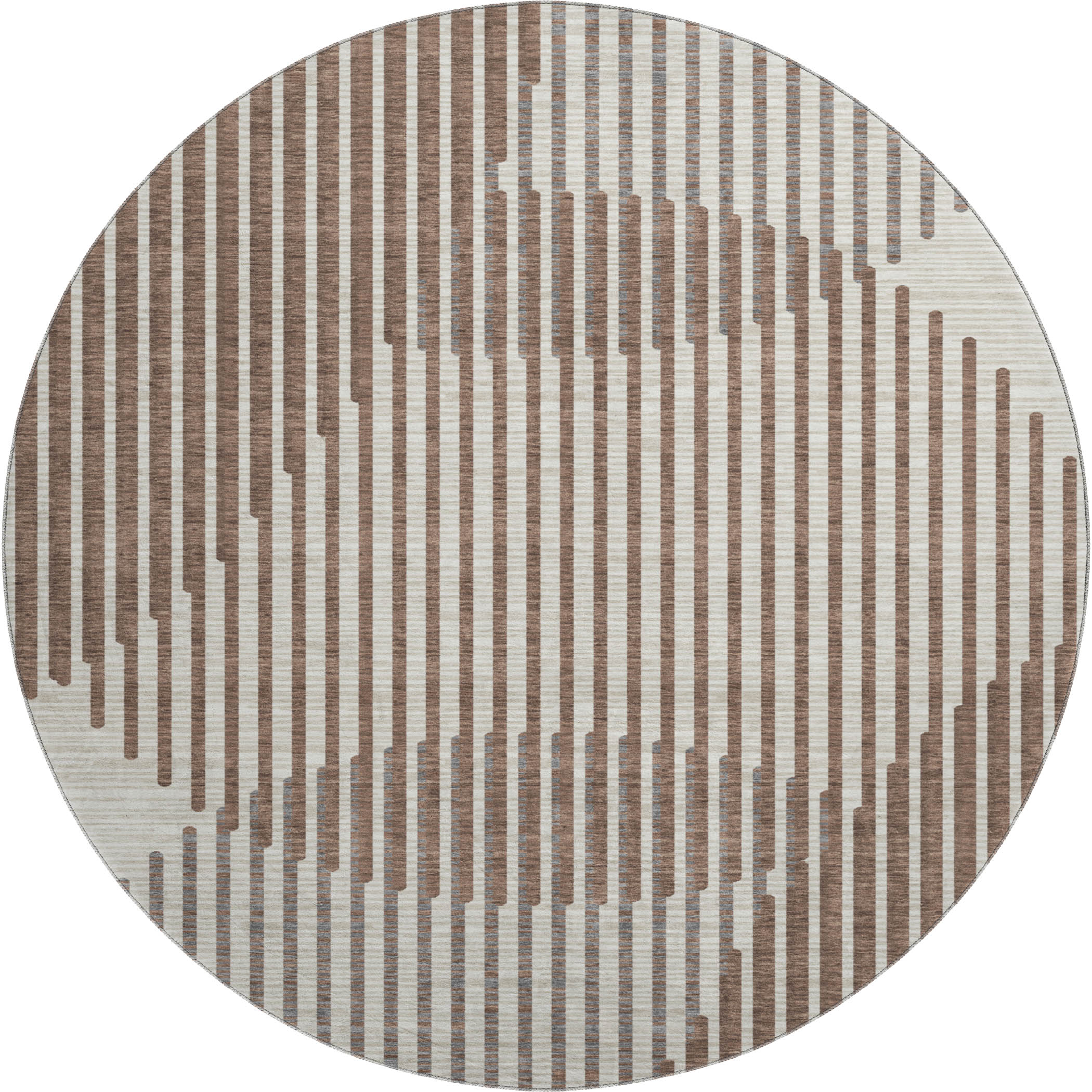 Reykjavik Machine Washable Transitional Brown Rug 8' x 8' #shape_Round