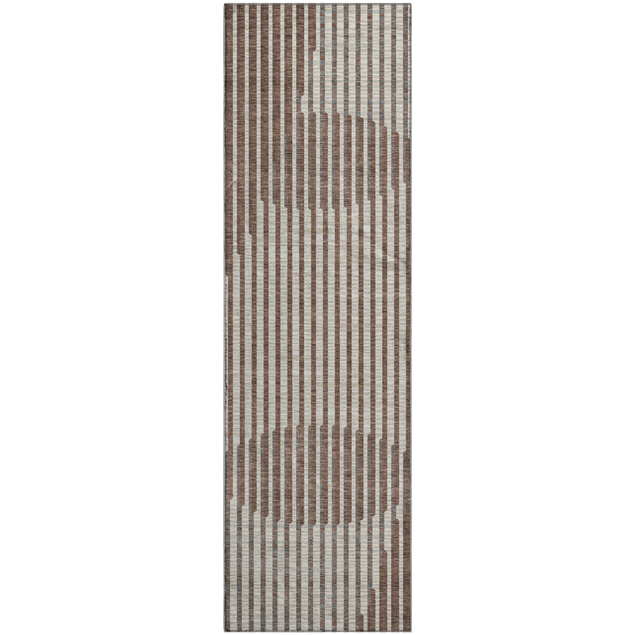 Reykjavik Machine Washable Transitional Brown Rug 2'3" x 7'6" #shape_Runner